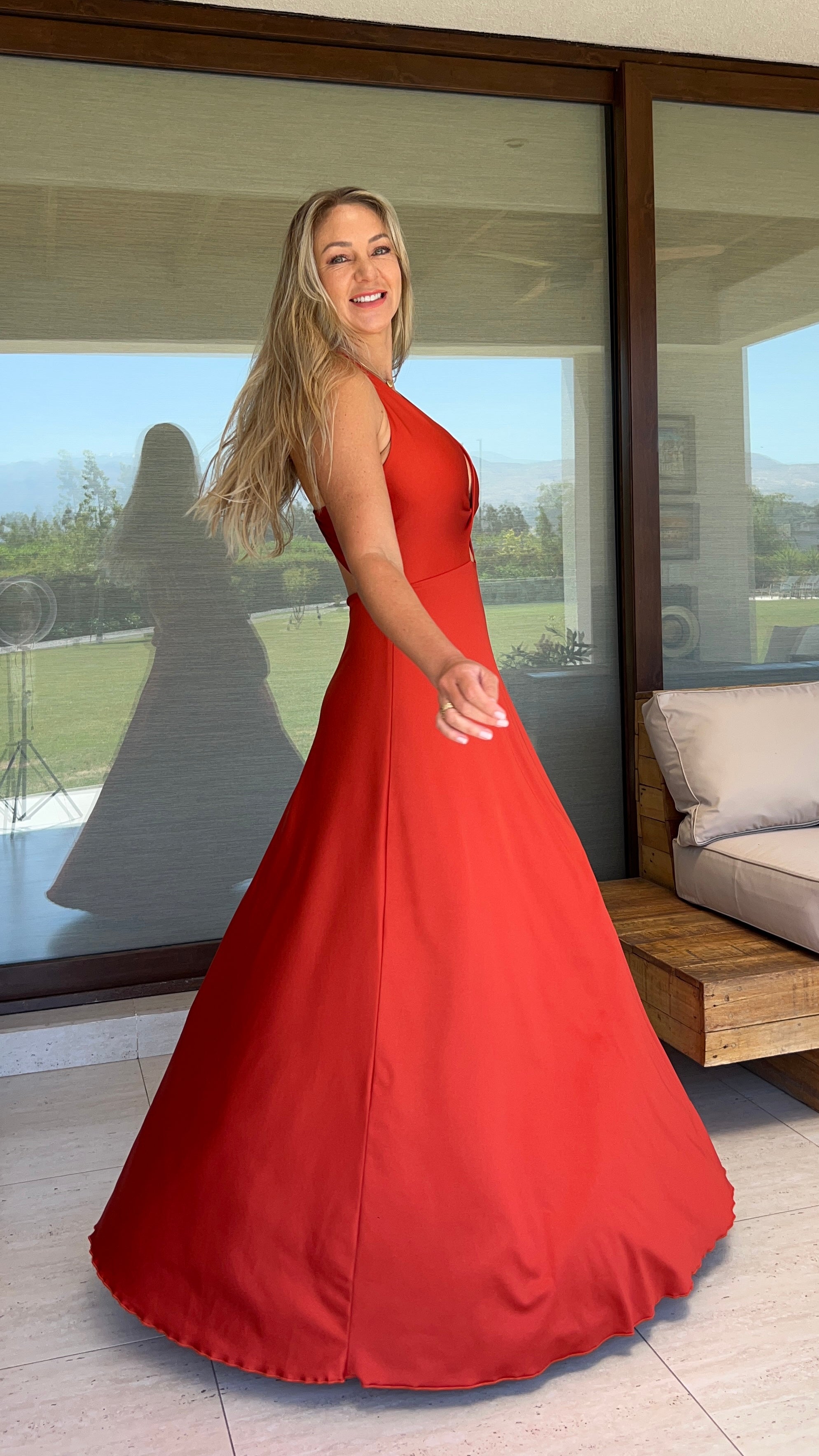 Vestido Ignacia Ladrillo| Vestido largo fiesta mujer Terracota |Amoramar.cl 3