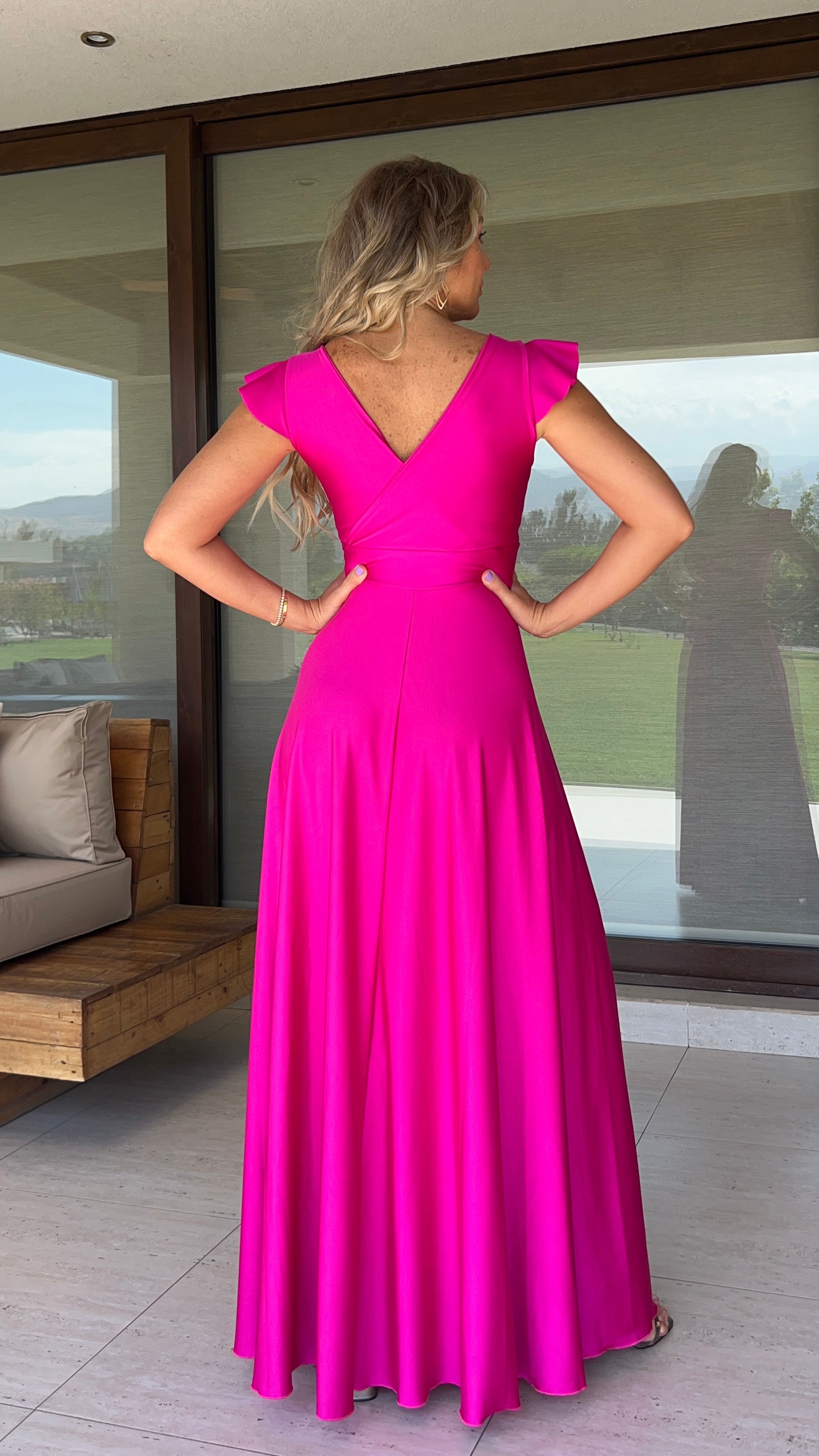 Vestido Isabella Dupont Fucsia| Vestido Largo de Fiesta Fucsia | Amoramar.cl 2