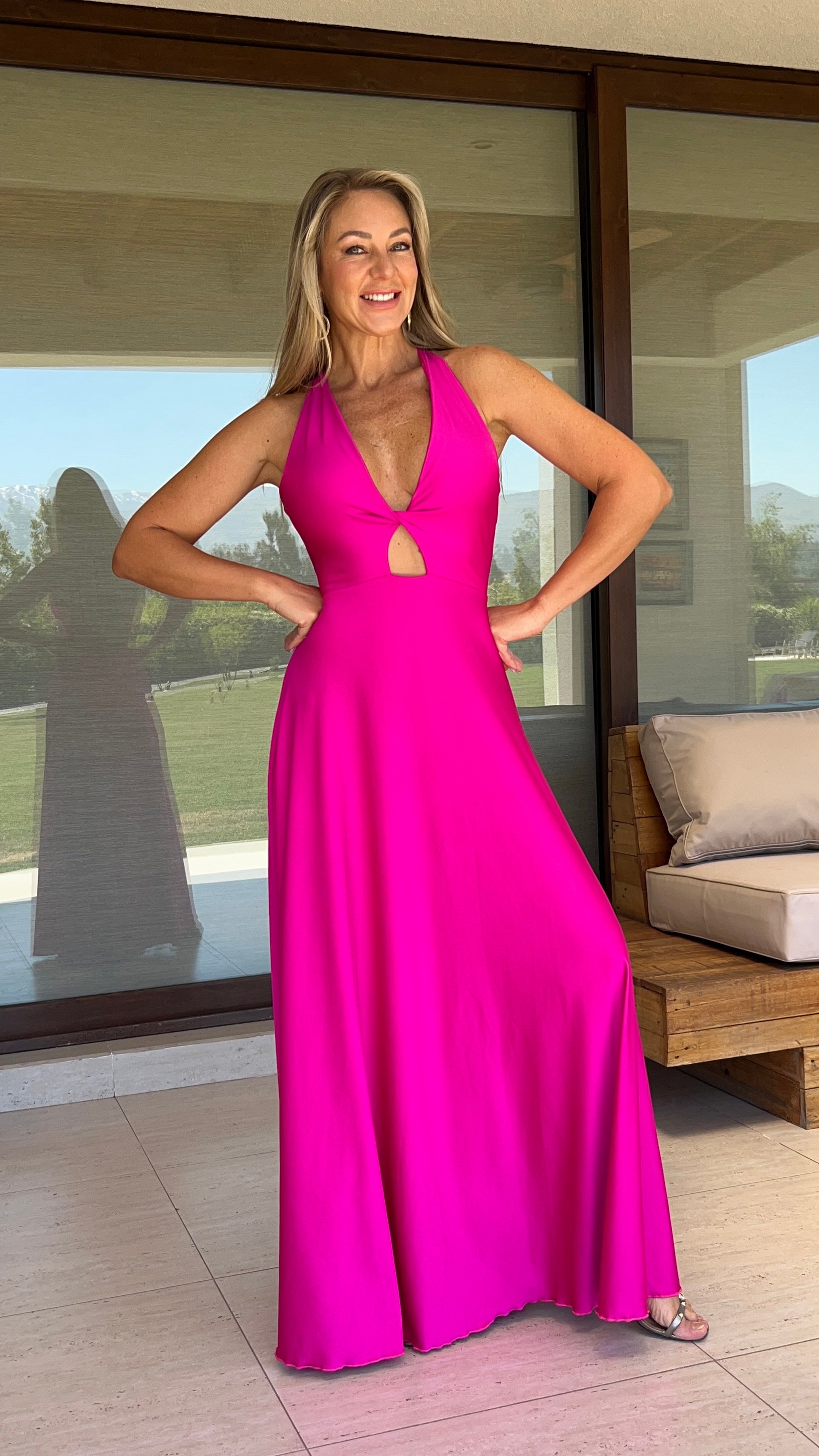 Vestido Ignacia Fucsia| Vestido largo fiesta mujer fucsia|Amoramar.cl