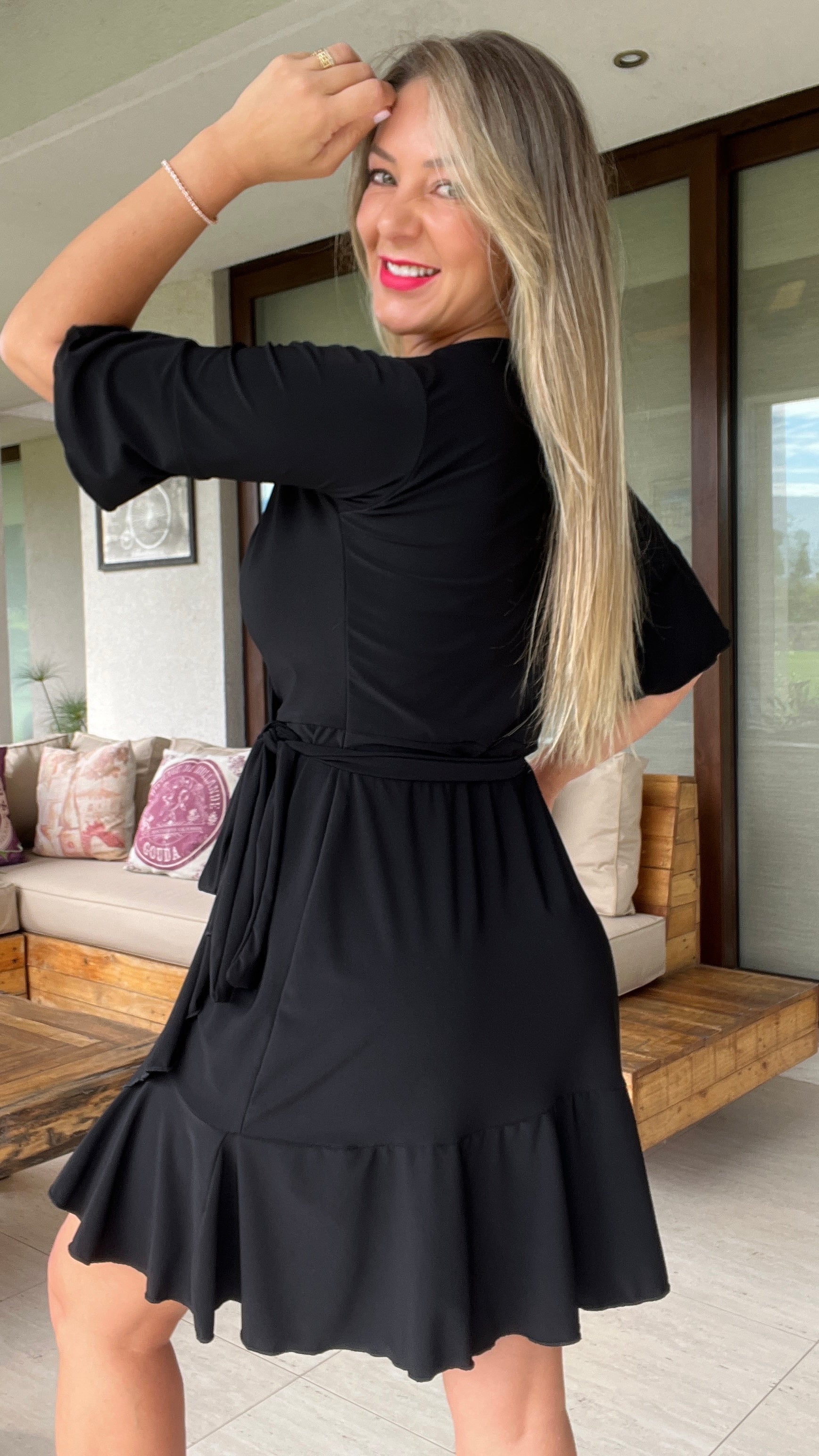 Vestido MILA Negro | Vestido Pareo 3| Vestido Corto Negro | Amoramar.cl