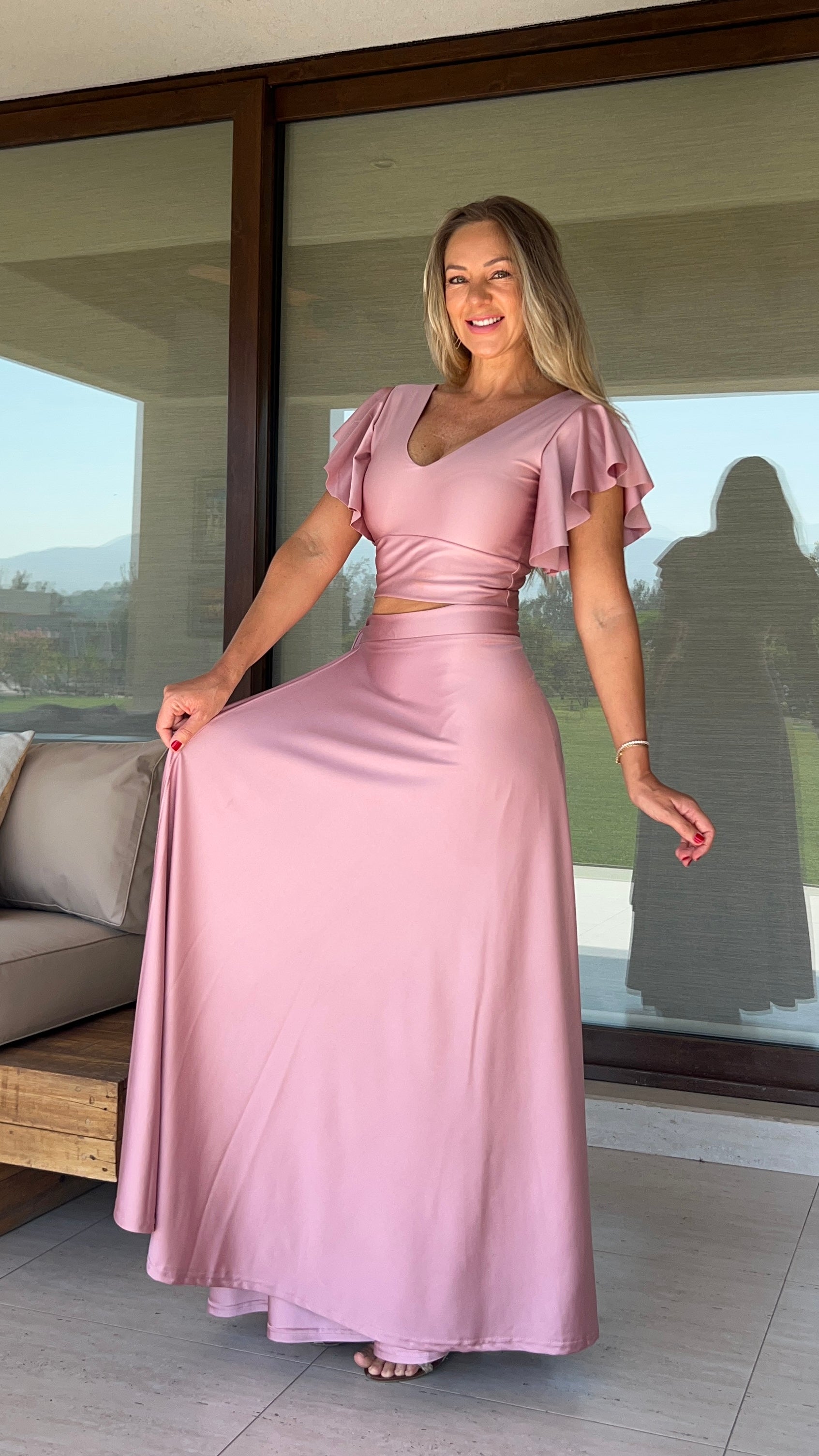 Falda envolvente dupont palo rosa| Falda fiesta palo rosa | Amoramar.cl 5