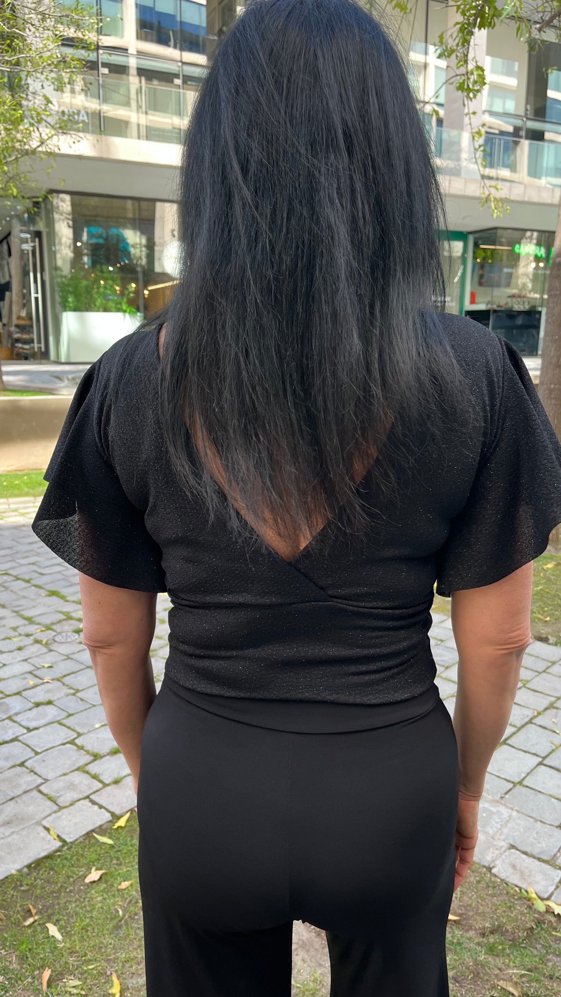 Crop Top Elisa Negro Brillos