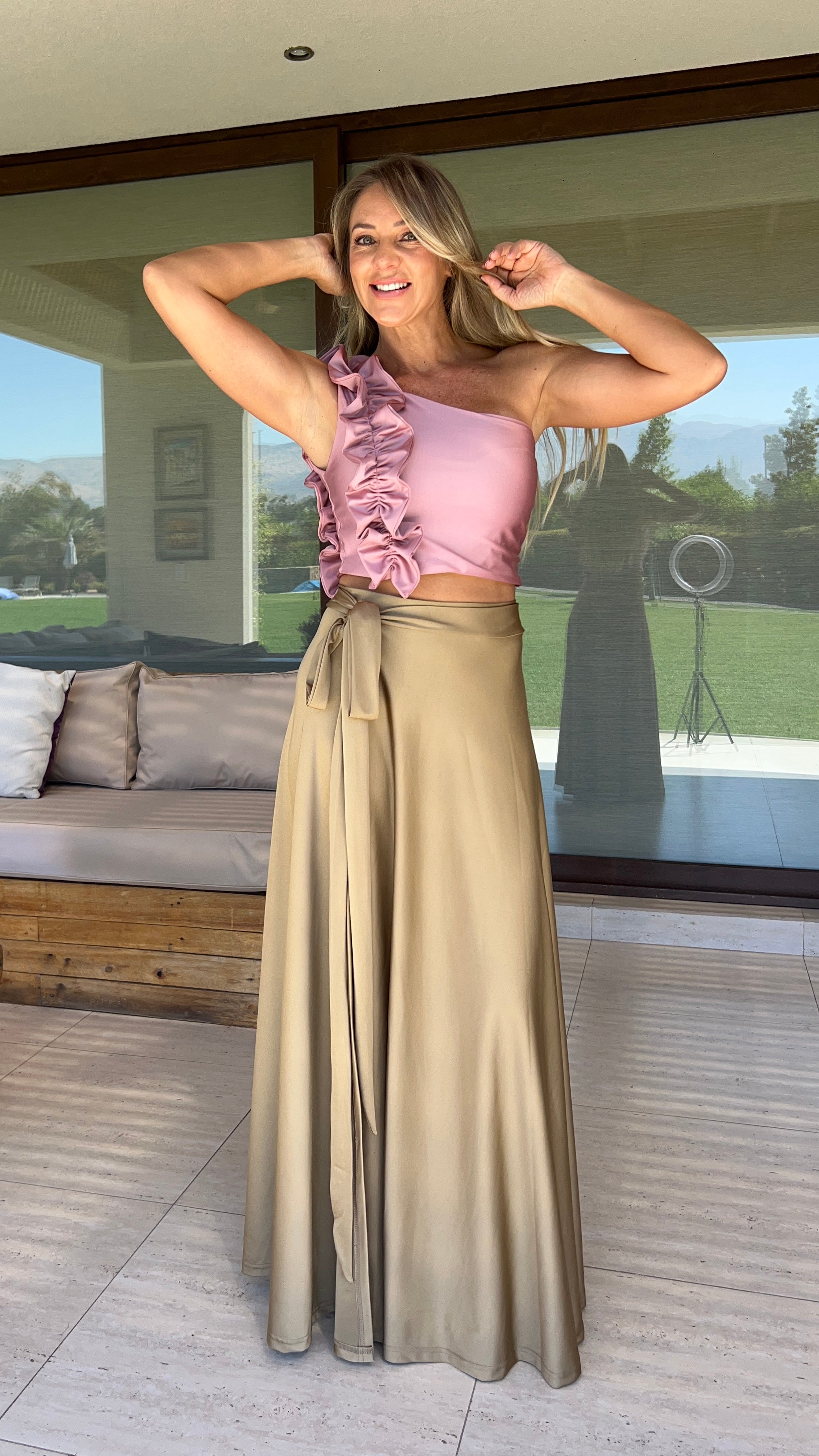Crop Top Asimétrico Catherine Palo Rosa