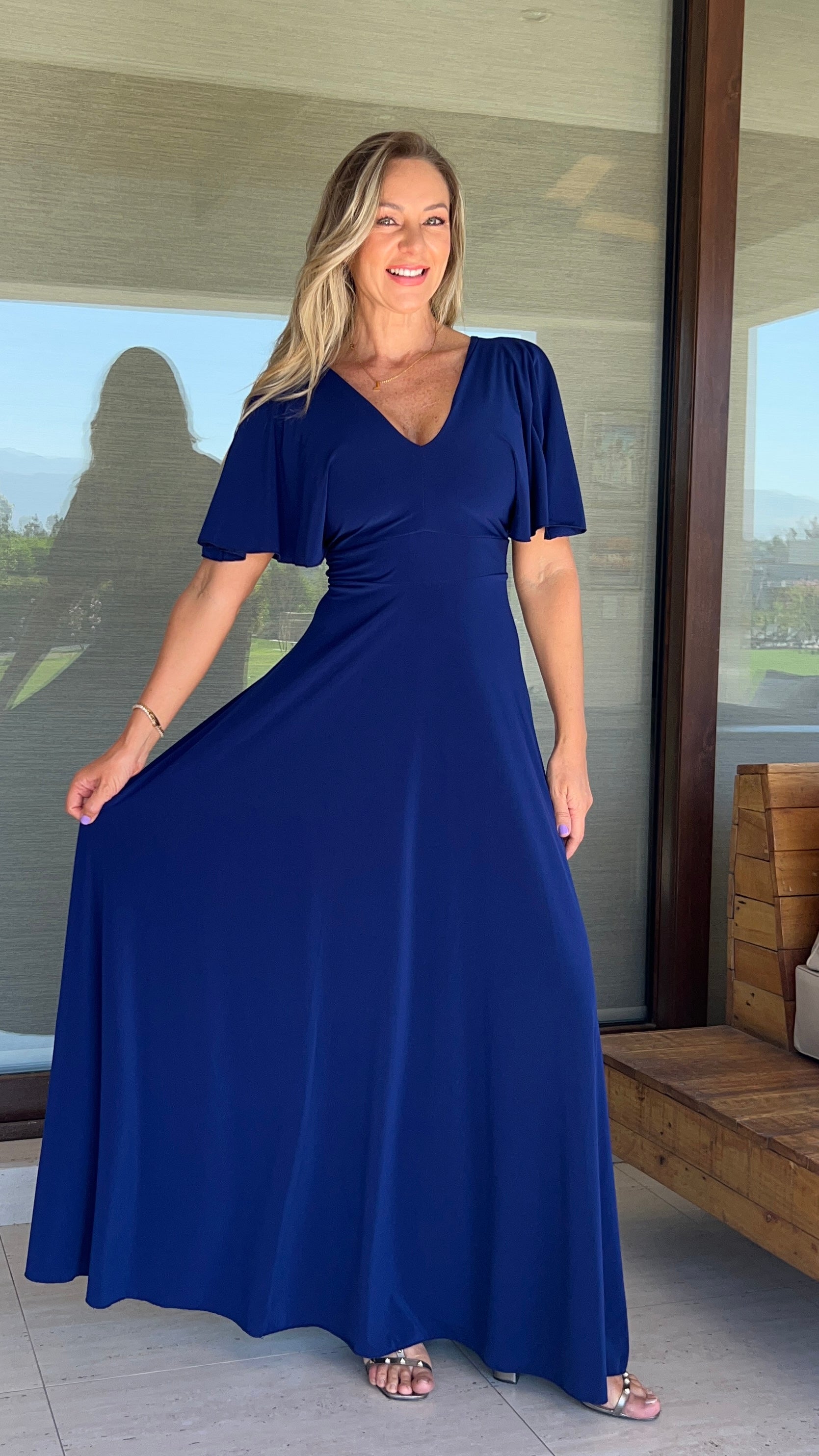 Vestido manga de ángel Azul Francia | Vestido largo de fiesta | Amoramar.cl 2