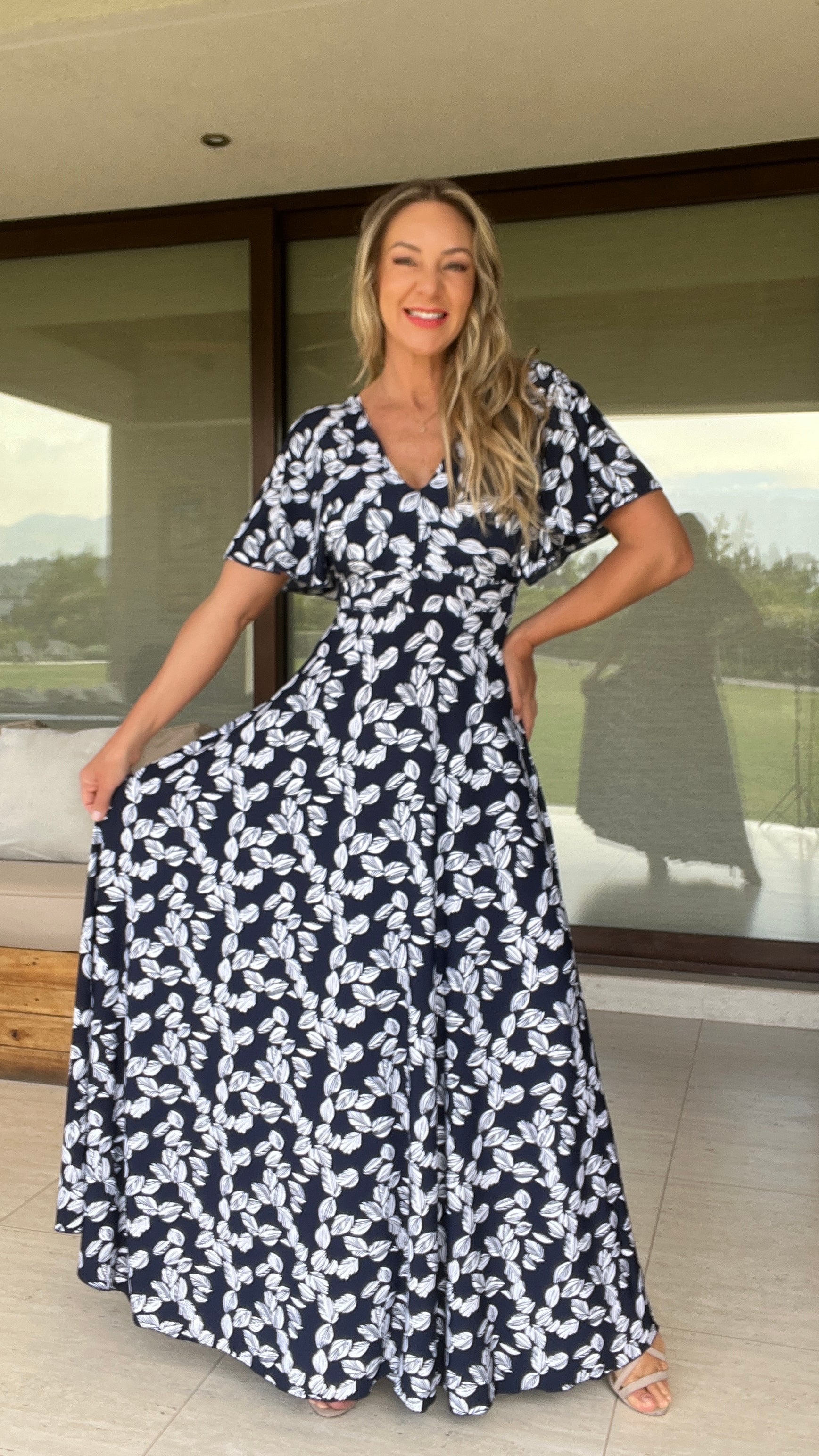Vestido Manga de Ángel Azul Marino | Vestido de Fiesta 4| Amoramar.cl