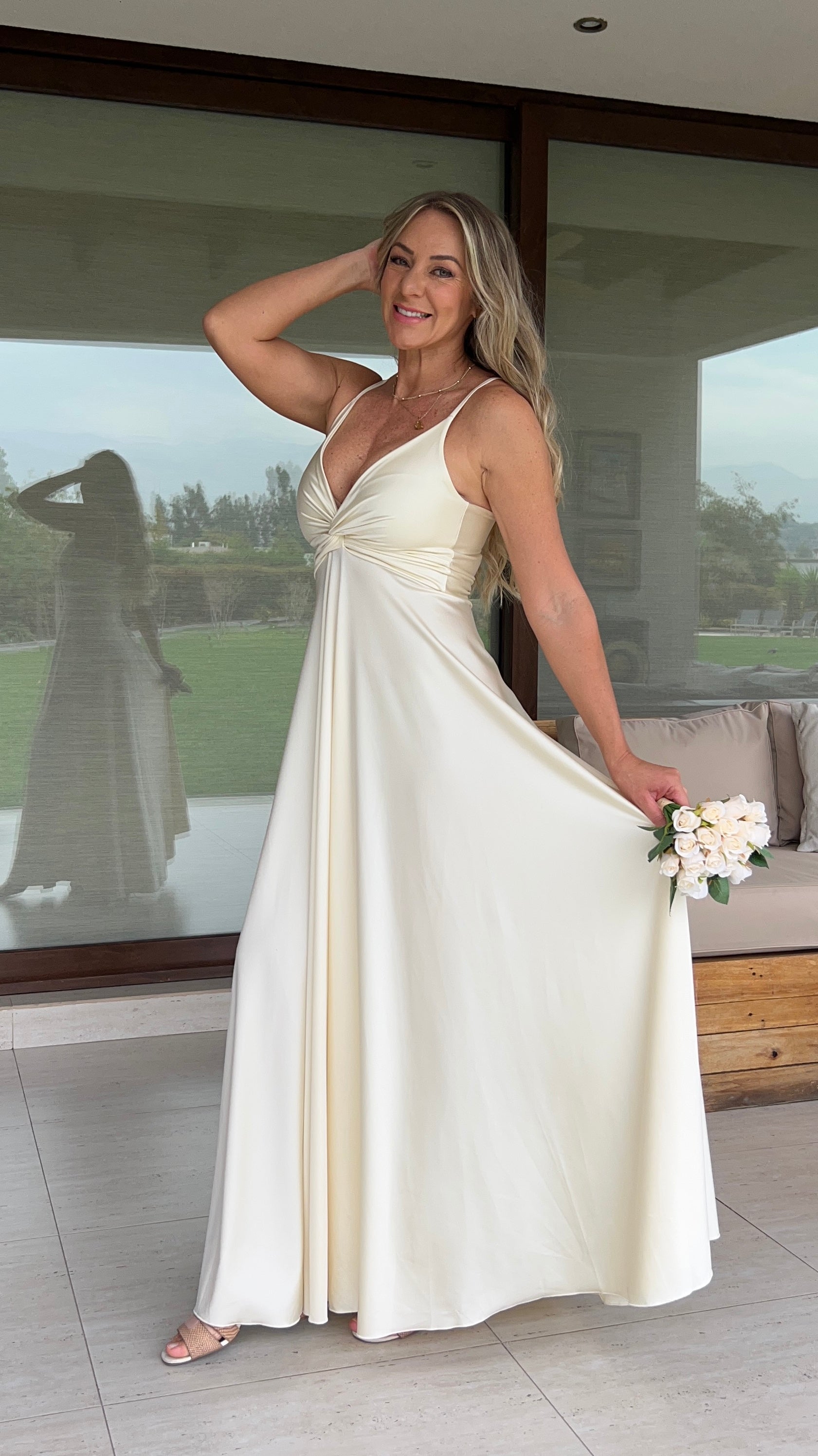 Vestido Amanda Dupont Blanco Perlado