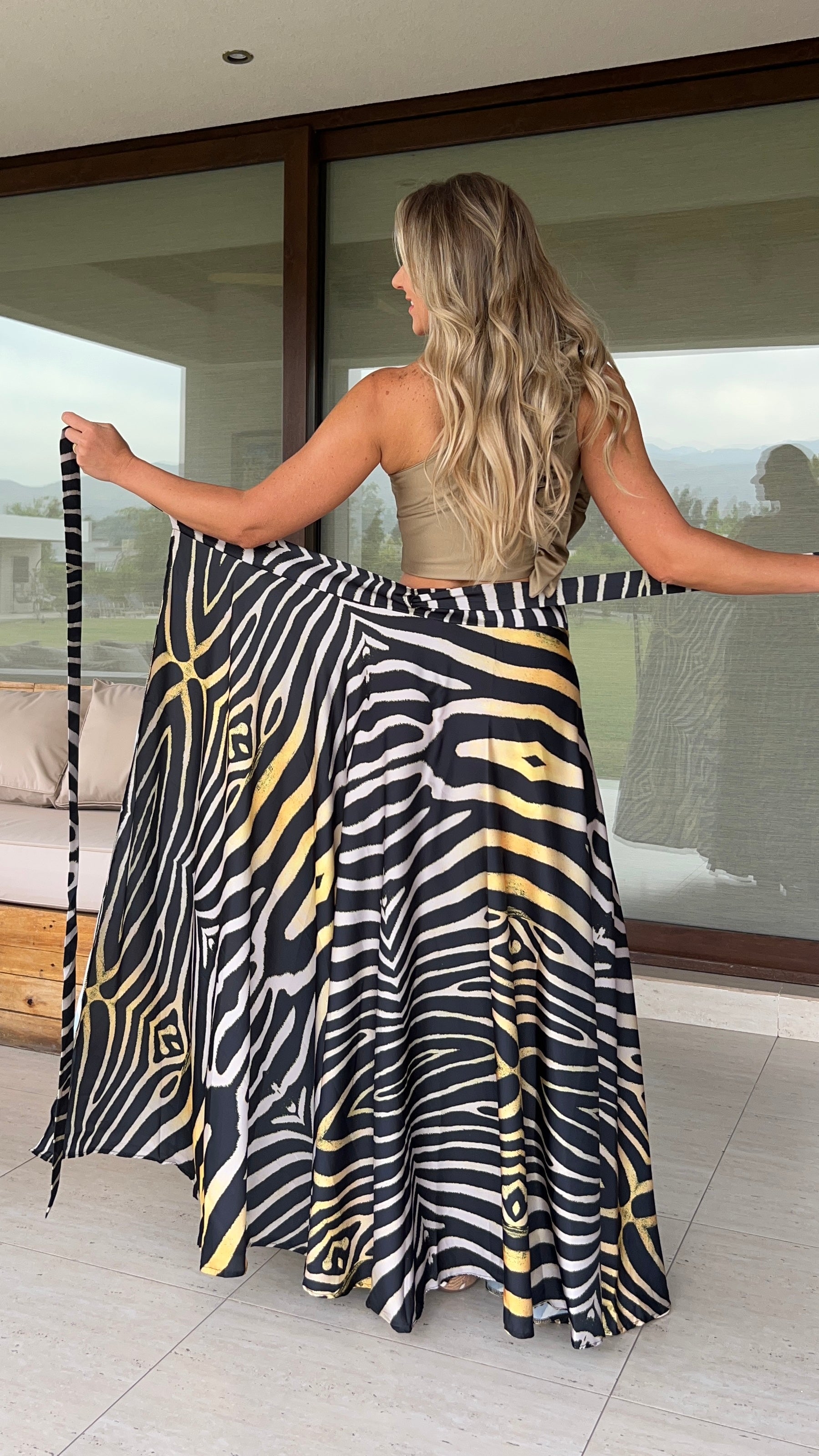 Falda Envolvente Seda África Amarilla