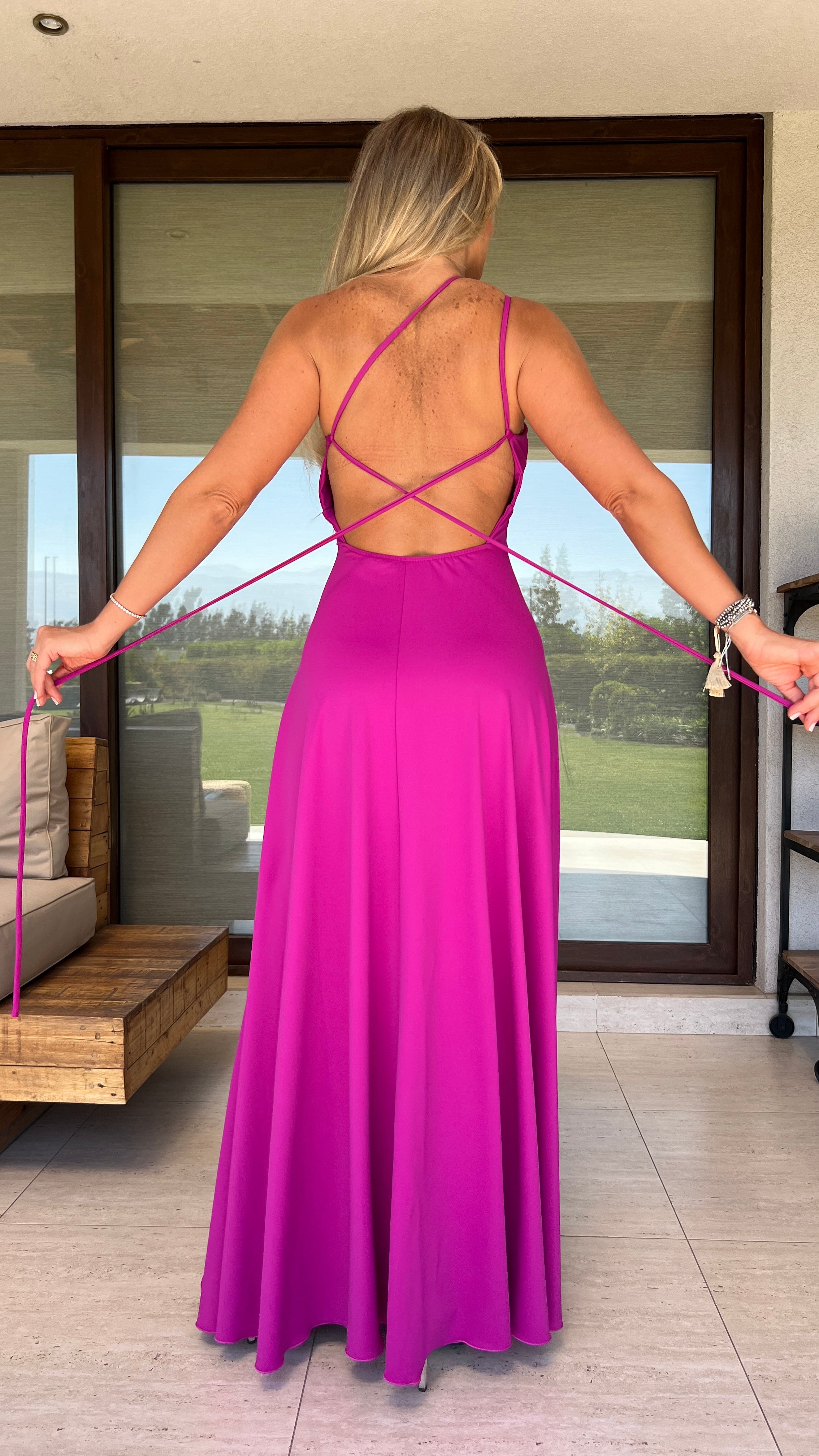 Vestido Javiera Magenta| Vestido Fiesta Magenta | Vestido Noche Fucsia| Amoramar.cl 2