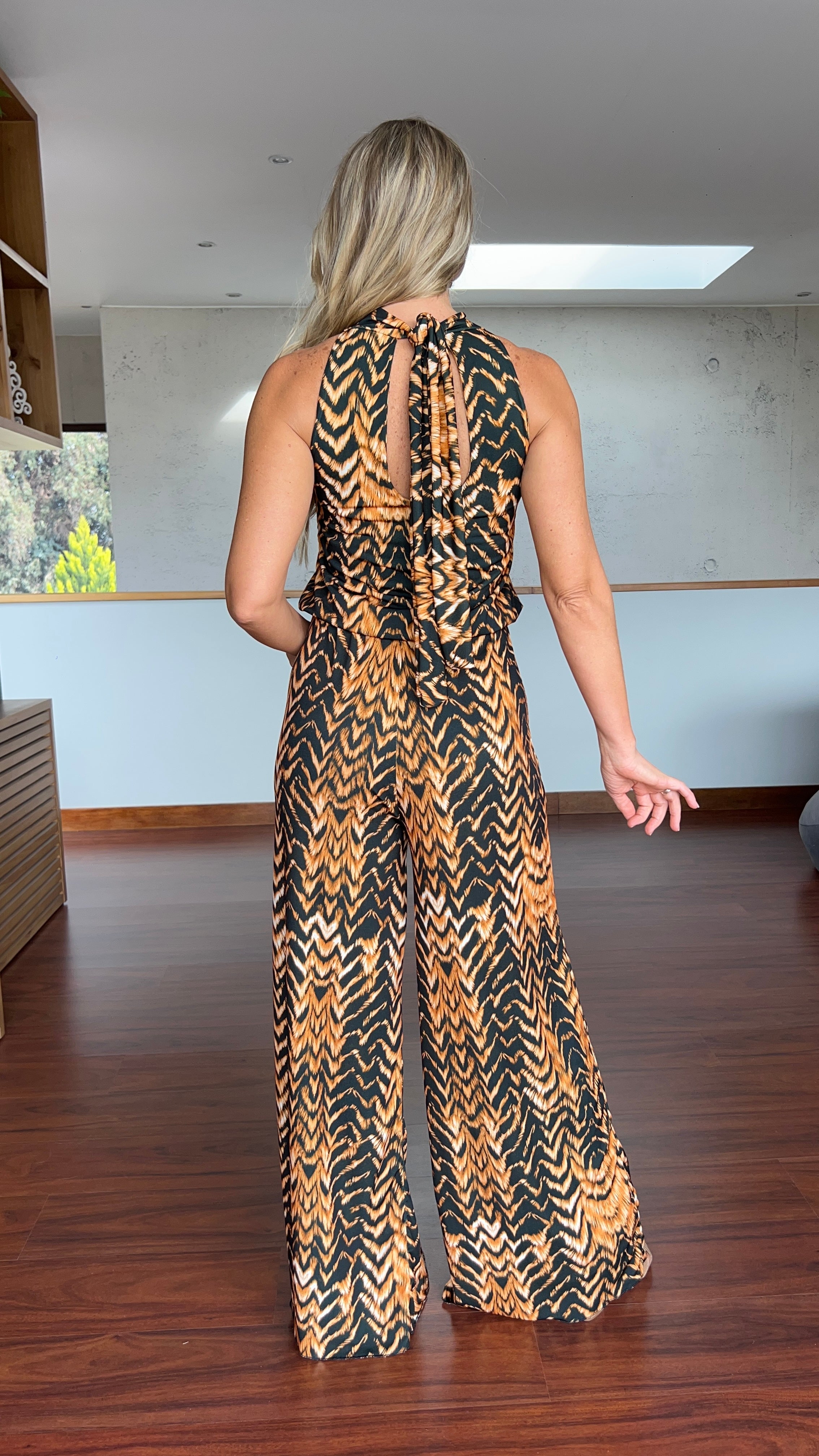 Enterito Halter Cairo| Enterito cuello alto print café |Amoramar.cl 2