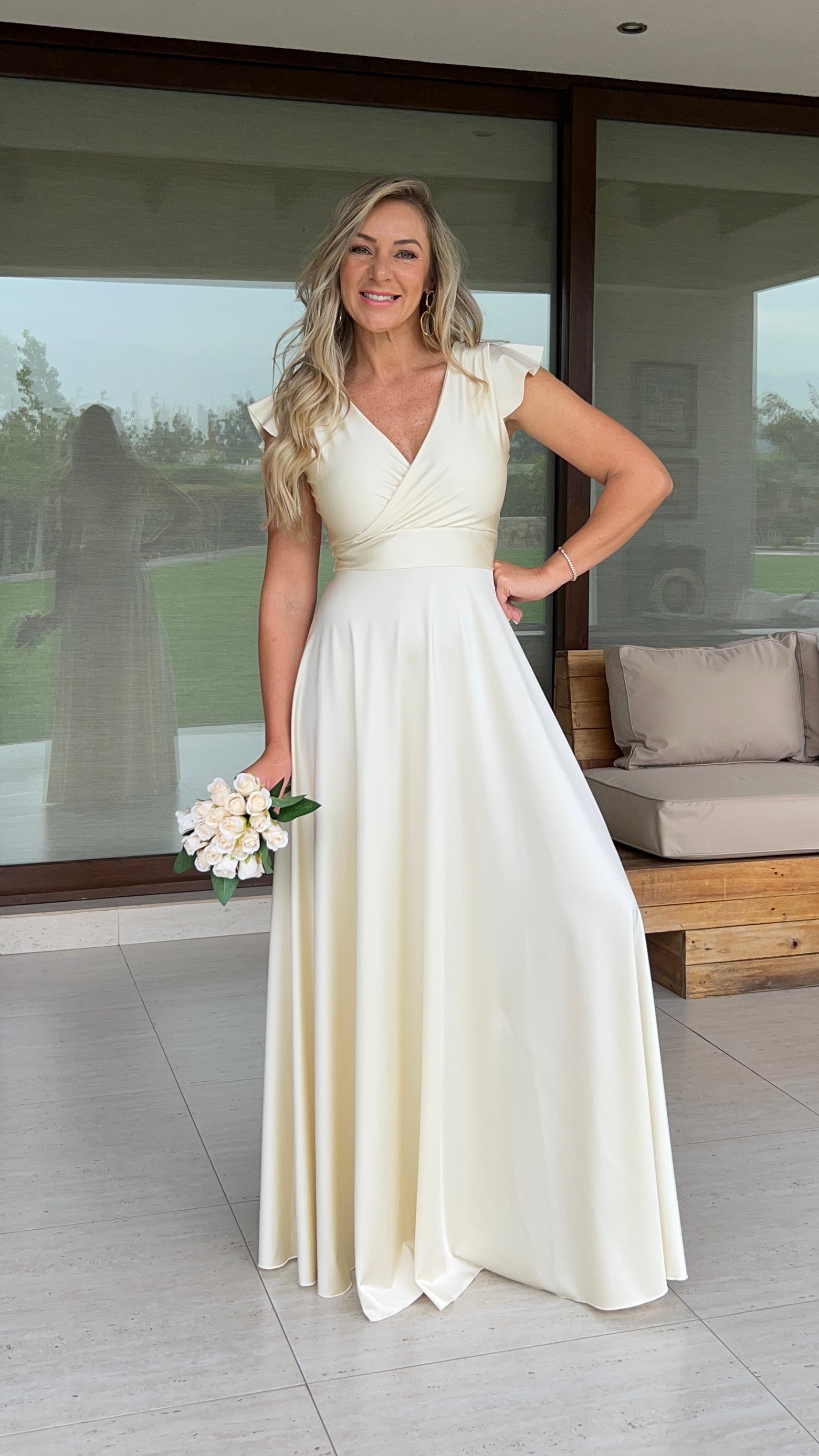 Vestido Isabella Dupont Blanco Perlado