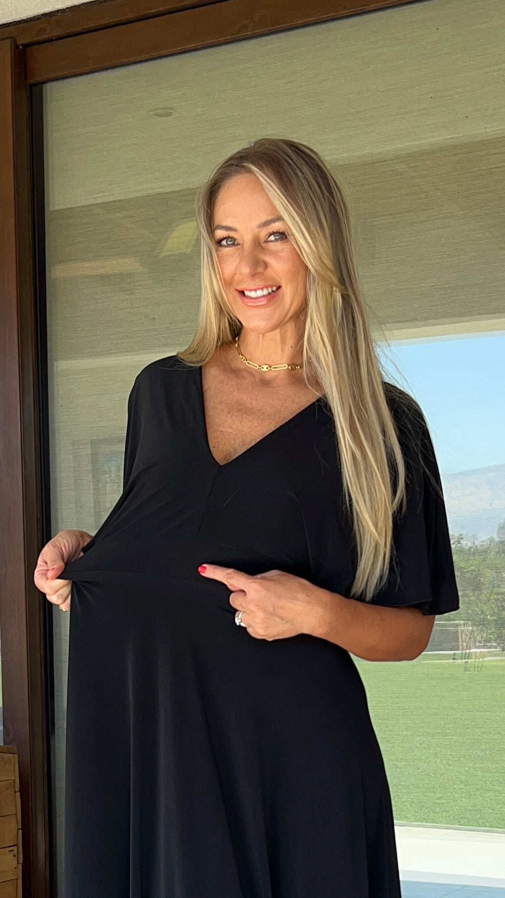 Vestido manga de ángel negro| vestido fiesta mujer manga murciélago negro opaco Lycra ity | amoramar.cl 2