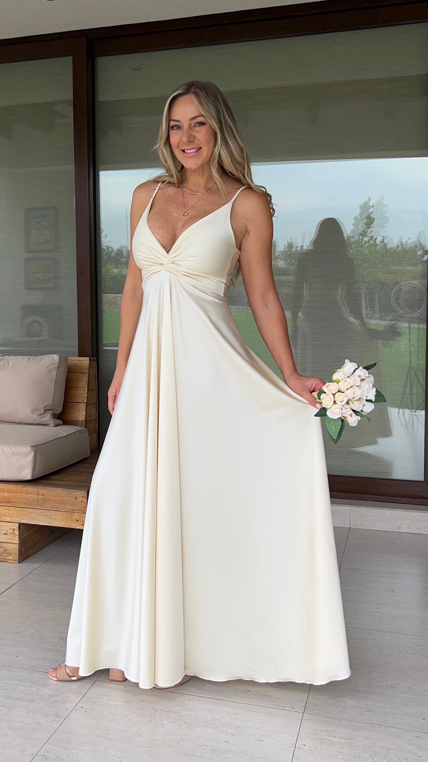 Vestido Amanda Dupont Blanco Perlado