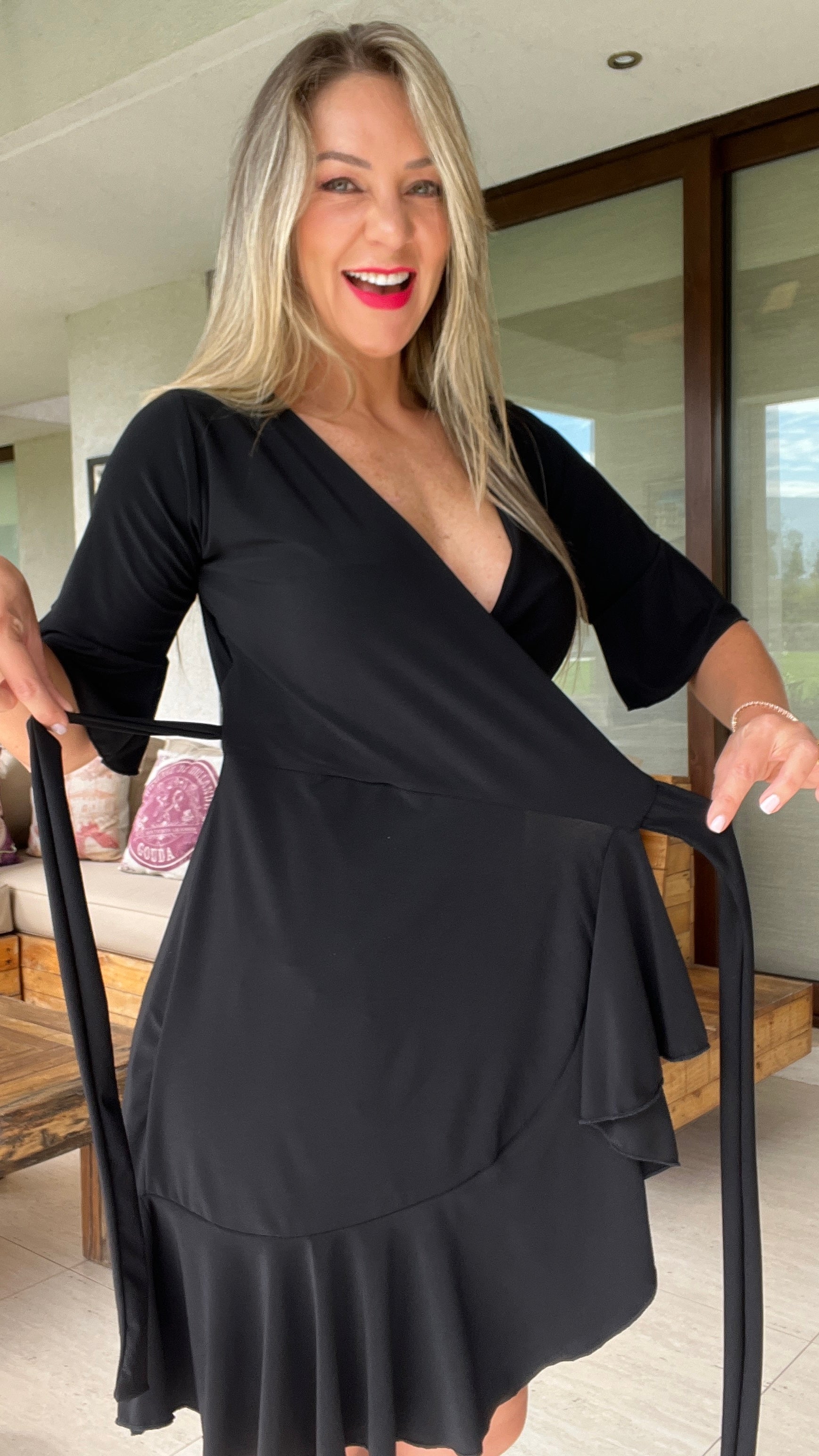 Vestido MILA Negro | Vestido Pareo 2| Vestido Corto Negro | Amoramar.cl