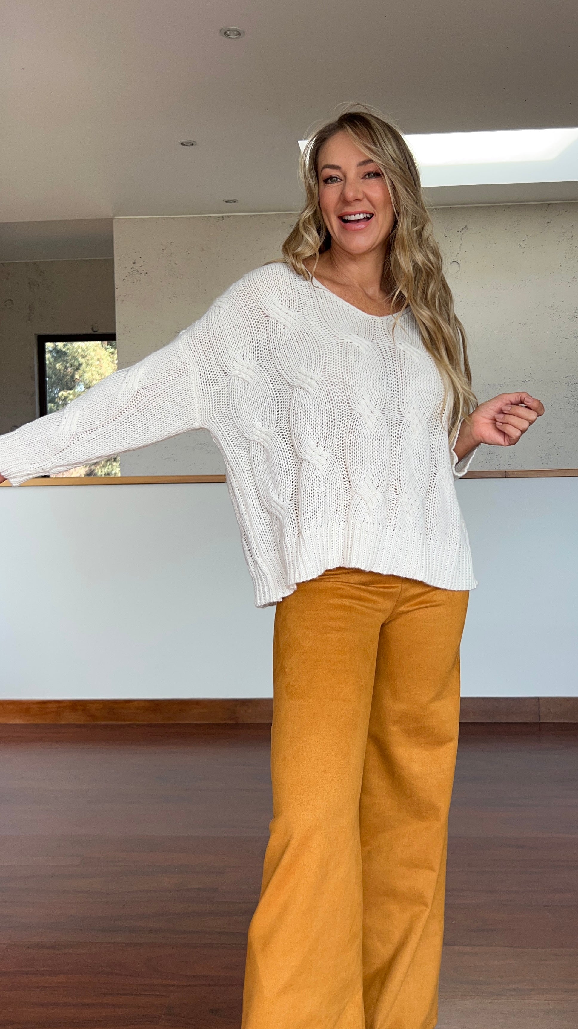 Sweater Sofi Blanco|Sweater Lana tejido punto grueso Crudo |Amoramar.cl2
