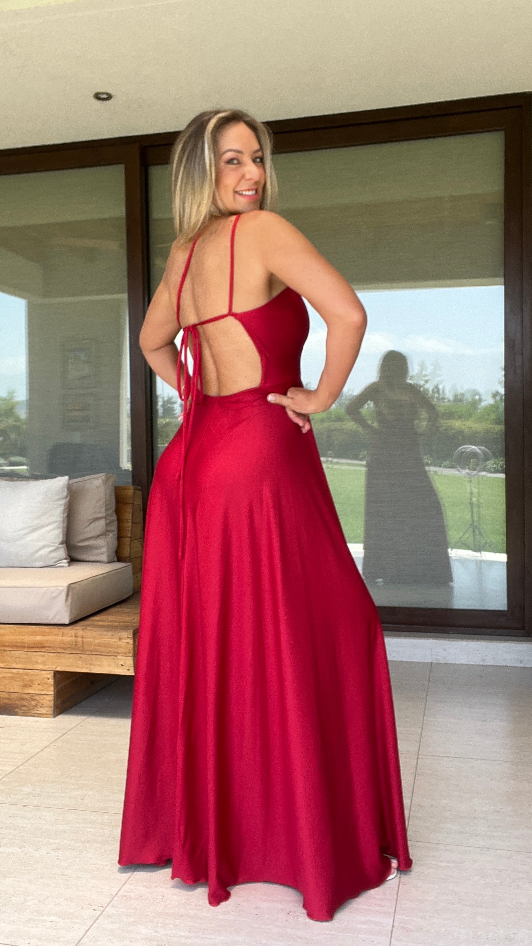 Vestido Javiera Rojo| Vestido Fiesta Rojo| Vestido Asimétrico| Amoramar.cl 1