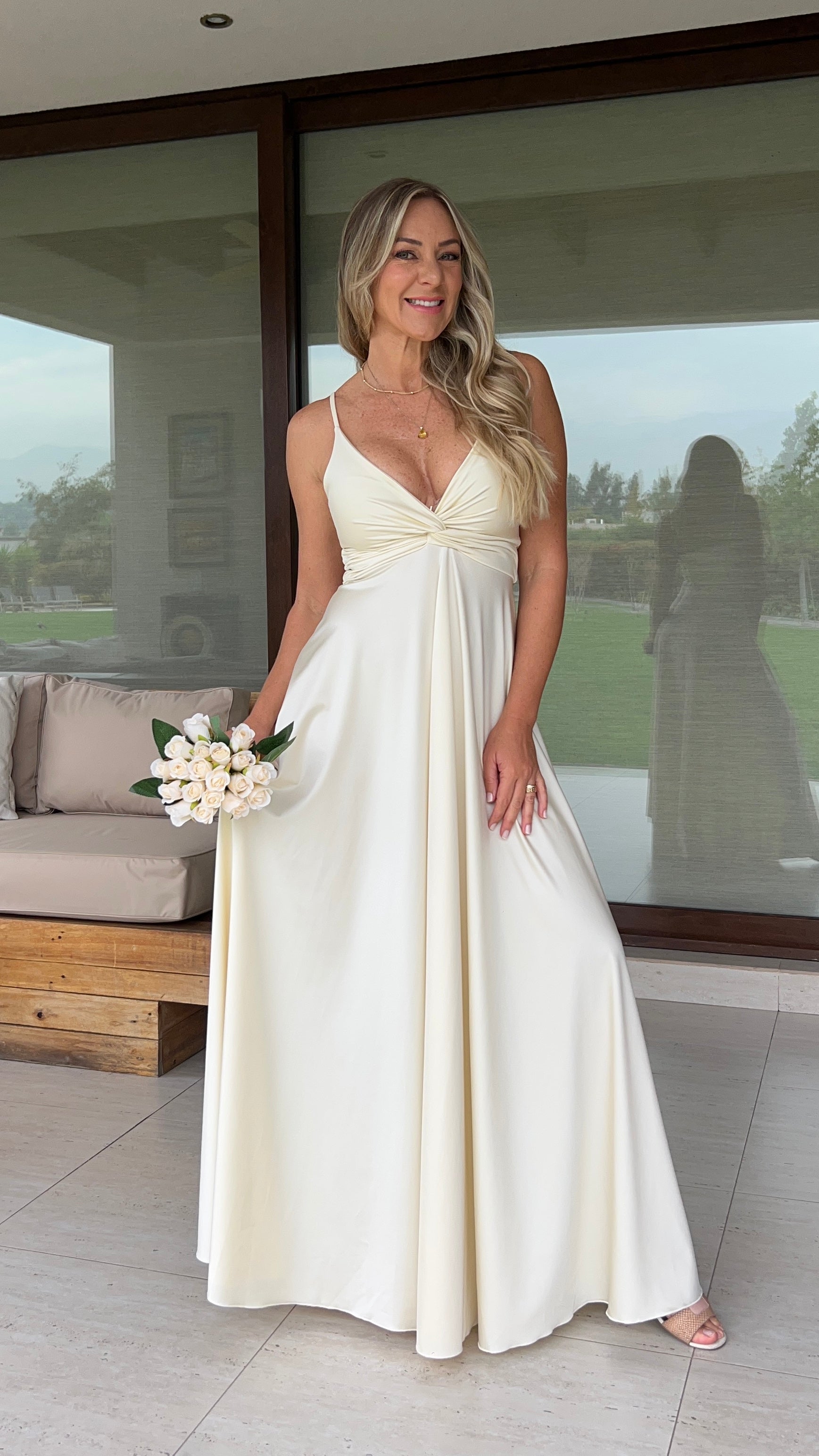 Vestido Amanda Dupont Blanco Perlado