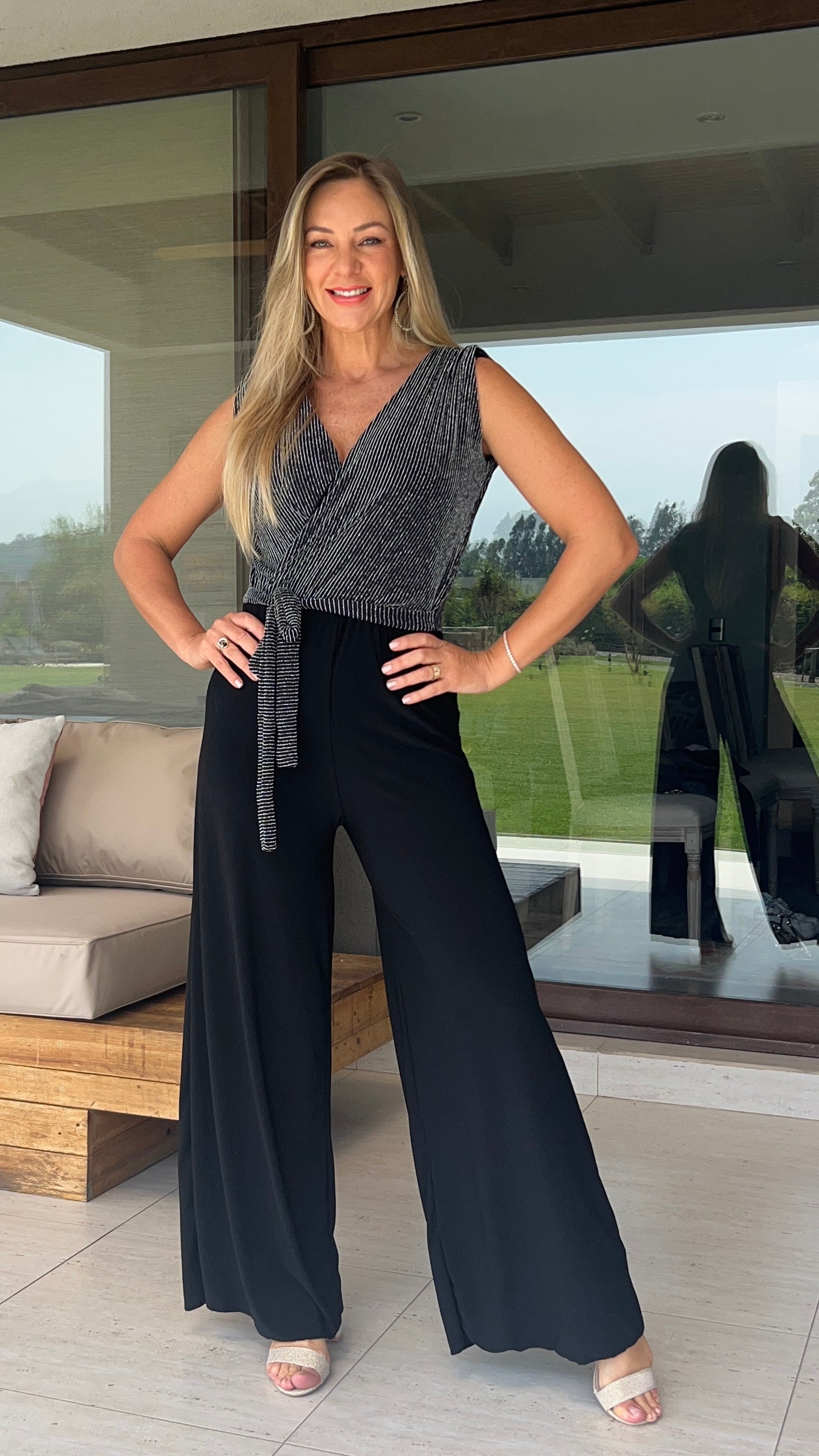 Enterito de fiesta líneas plata| enterito largo lineas plateadas | Amoramar.cl 8