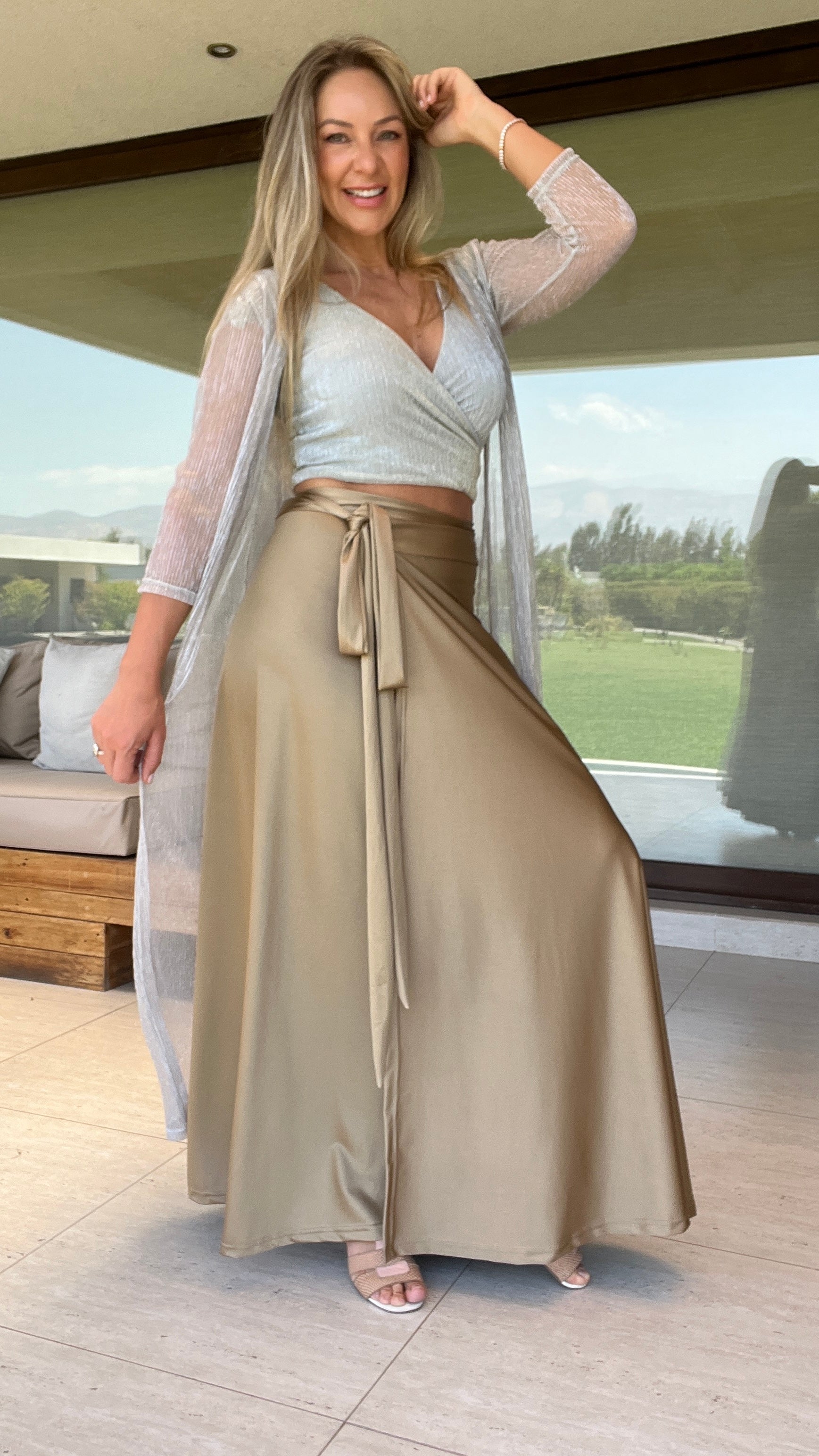 Tapado marfil fiesta | kimono beige fiesta | Amoramar.cl