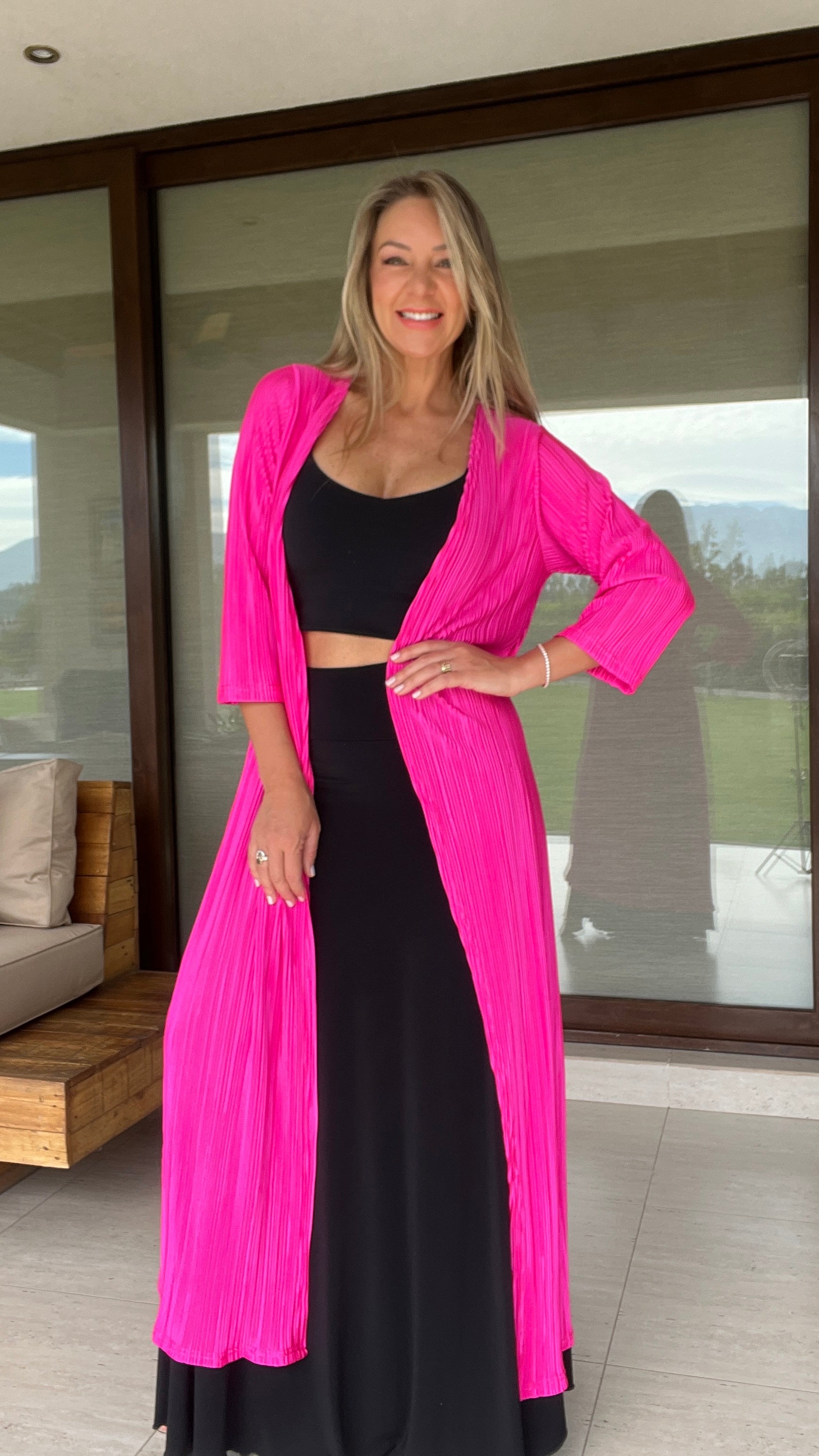 Tapado Plisado Fucsia | Kimono Mujer Fucsia 1| Amoramar.cl