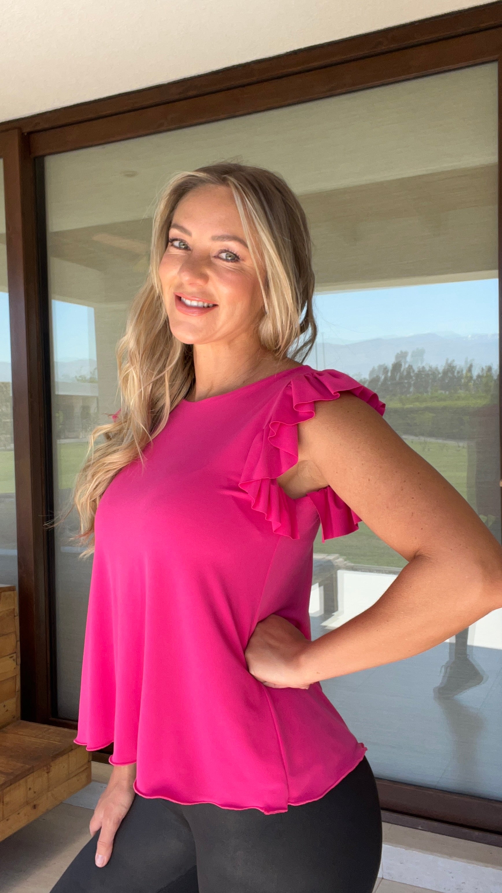 Top Mariana Fucsia| Polera Larga Fucsia Mujer | Amoramar.cl