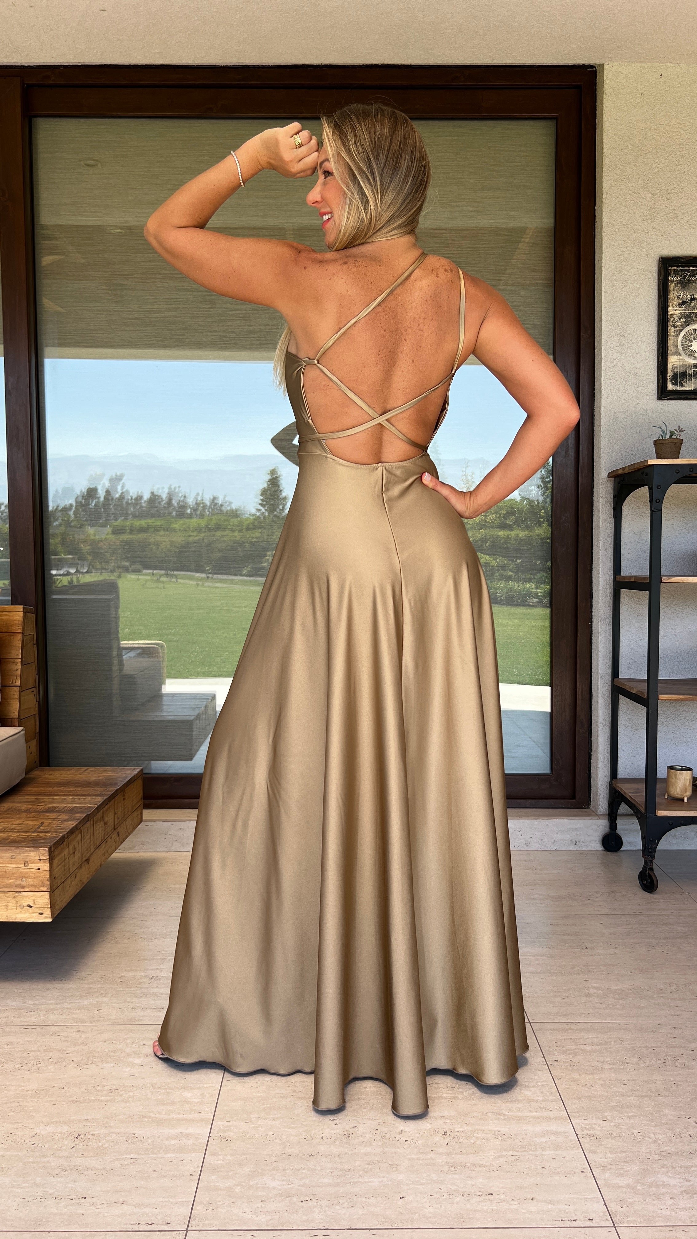 Vestido Javiera Gold| Vestido Fiesta Dorado | Vestido Noche Gold| Amoramar.cl