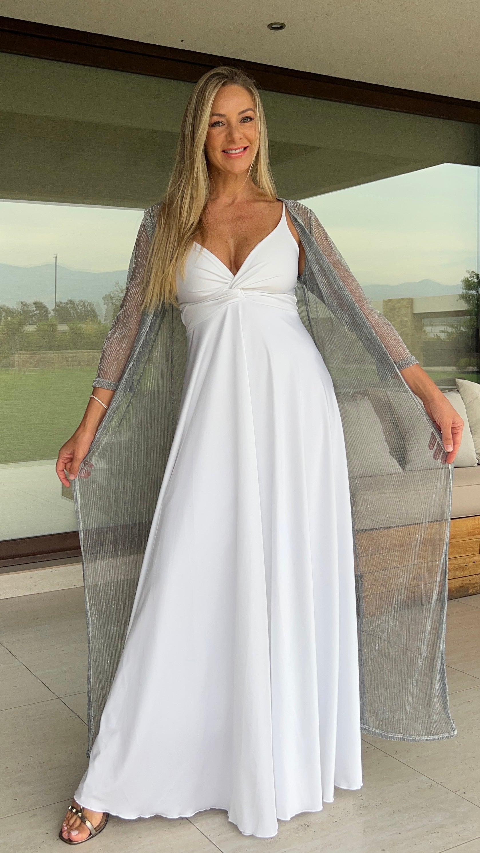 Vestido amanda blanco | Vestido Novia tirantes y peto nudo| Amoramar.cl 3