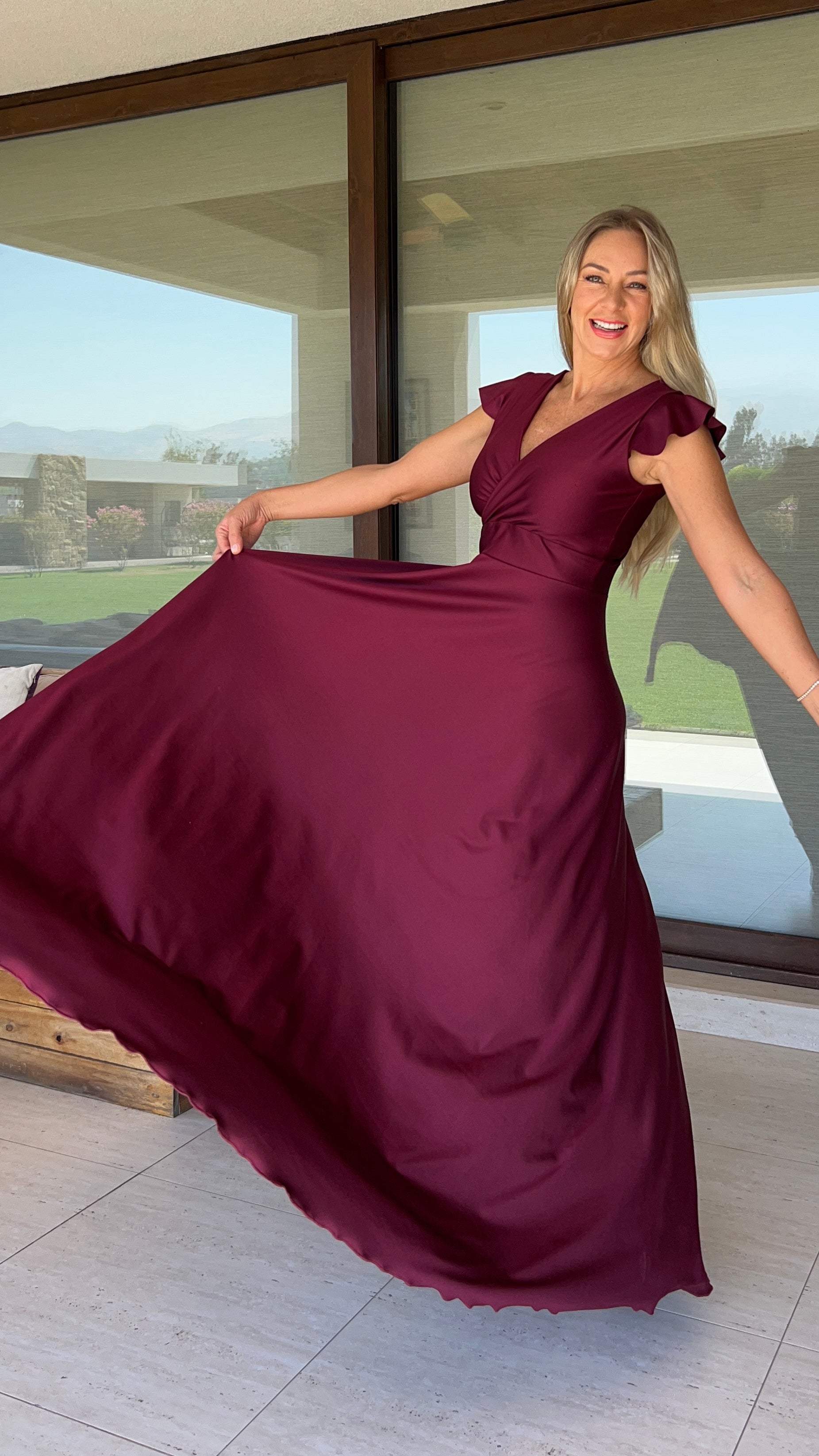 Vestido Isabella Dupont Burdeos| Vestido Fiesta | Vestido Largo Noche Burdeos| Amoramar.cl 3