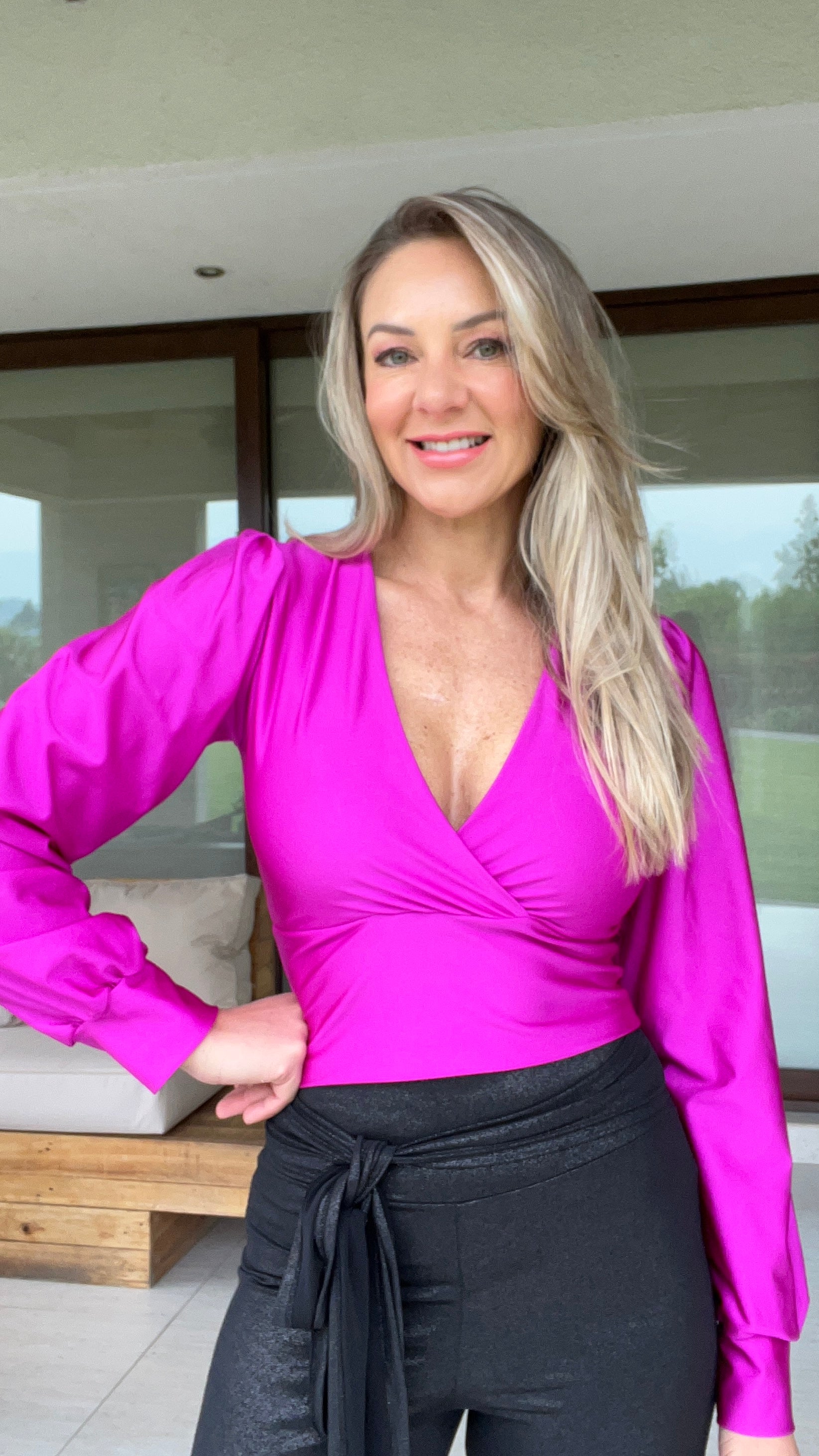 Crop Top manga larga magenta| corto manga larga globo magenta| amoramar.cl 3