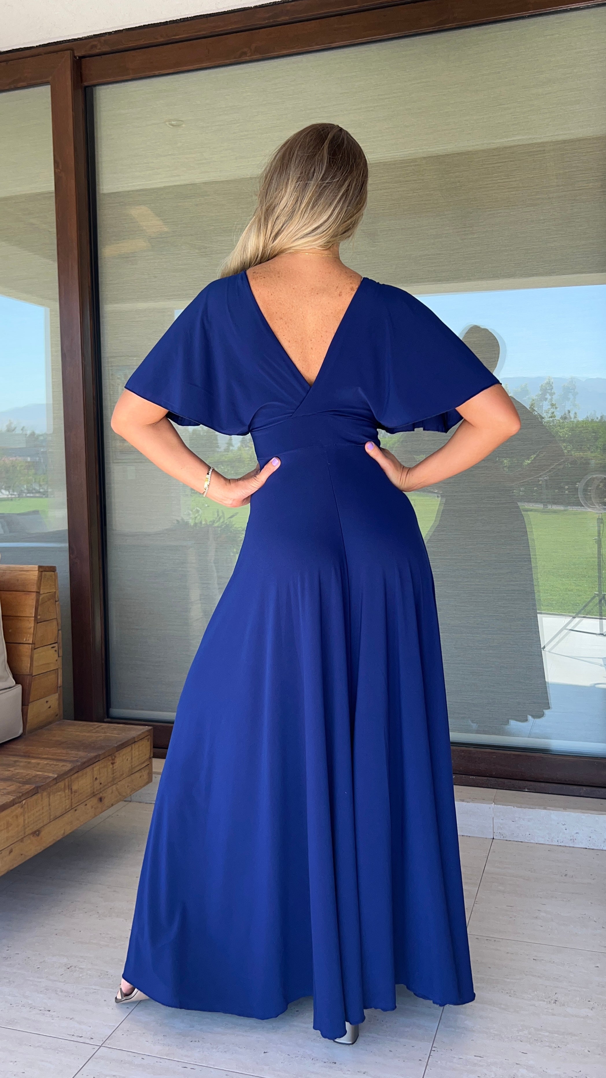 Vestido manga de ángel Azul Francia | Vestido largo de fiesta | Amoramar.cl 1