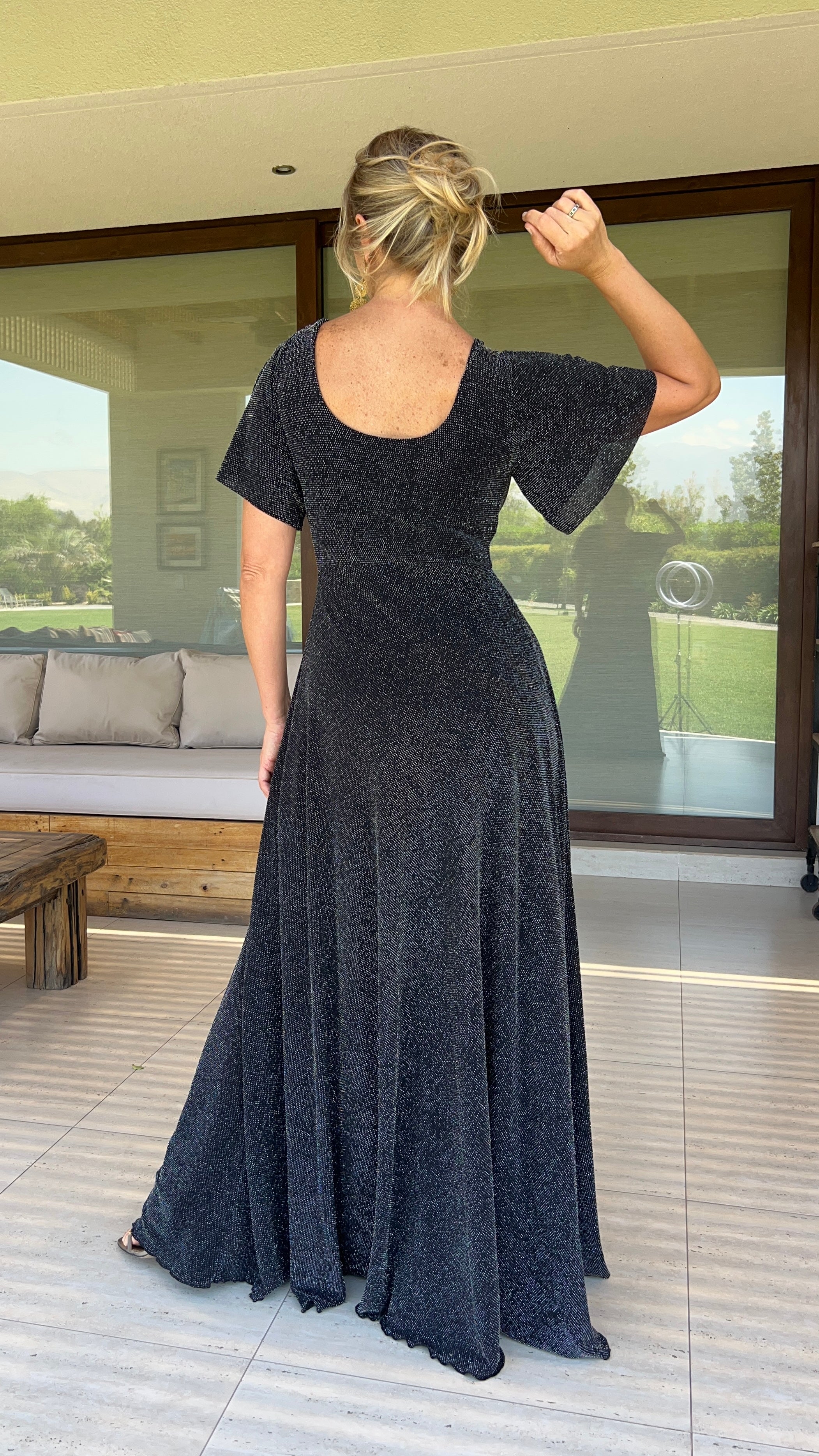 Vestido Miranda Negro Puntos Plata