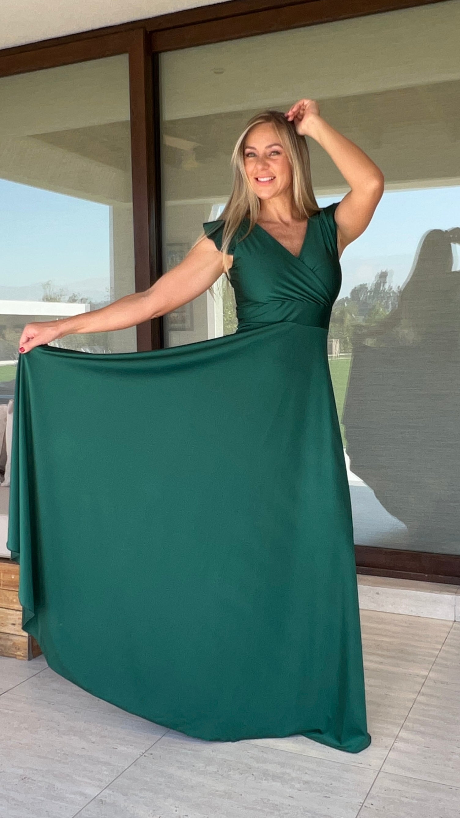 Vestido Isabella Dupont Verde Botella| Vestido Fiesta Verde oscuro| Amoramar.cl 3