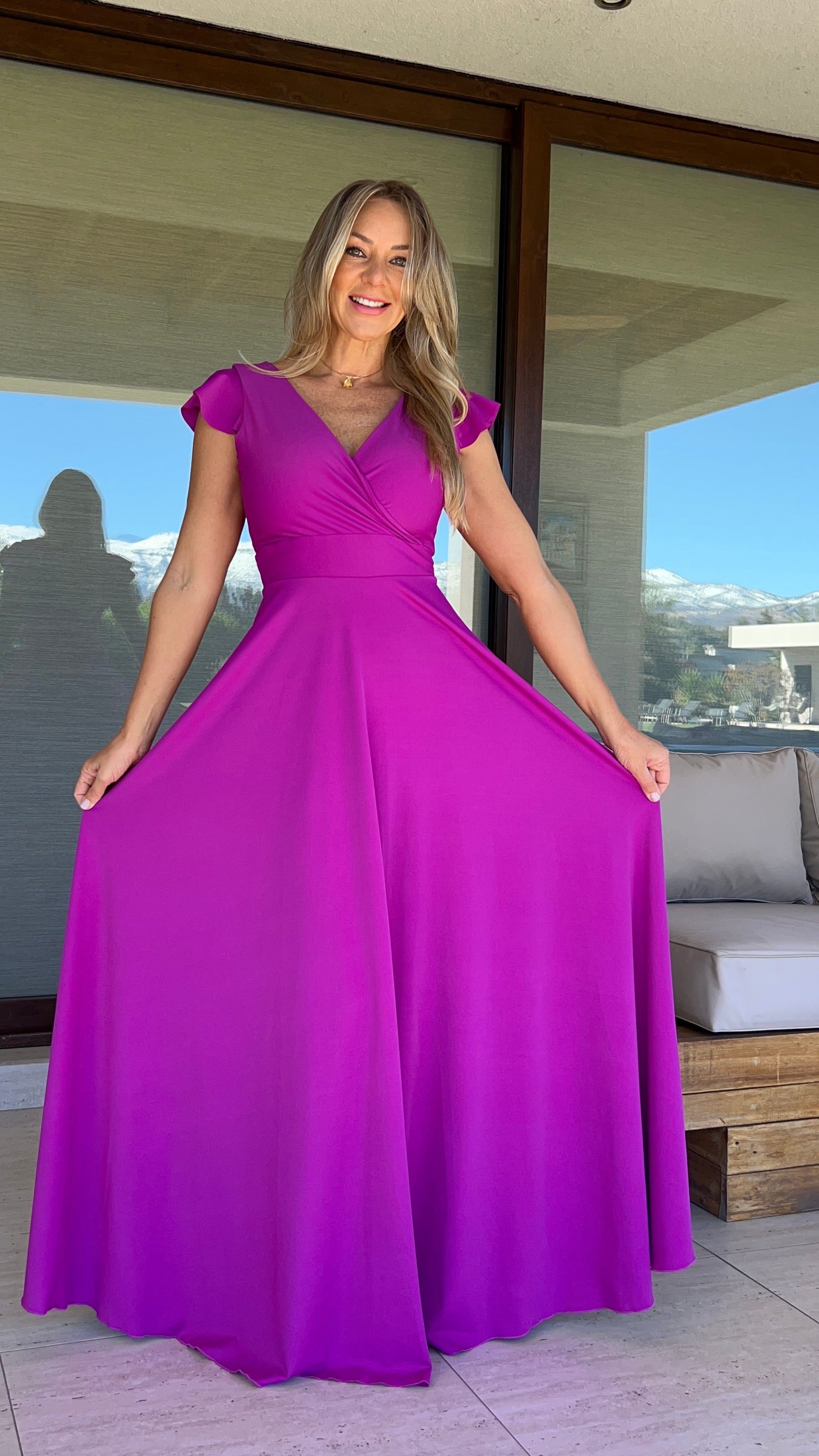 Vestido Isabella Magenta| vestido fiesta mujer magenta| Amoramar.cl