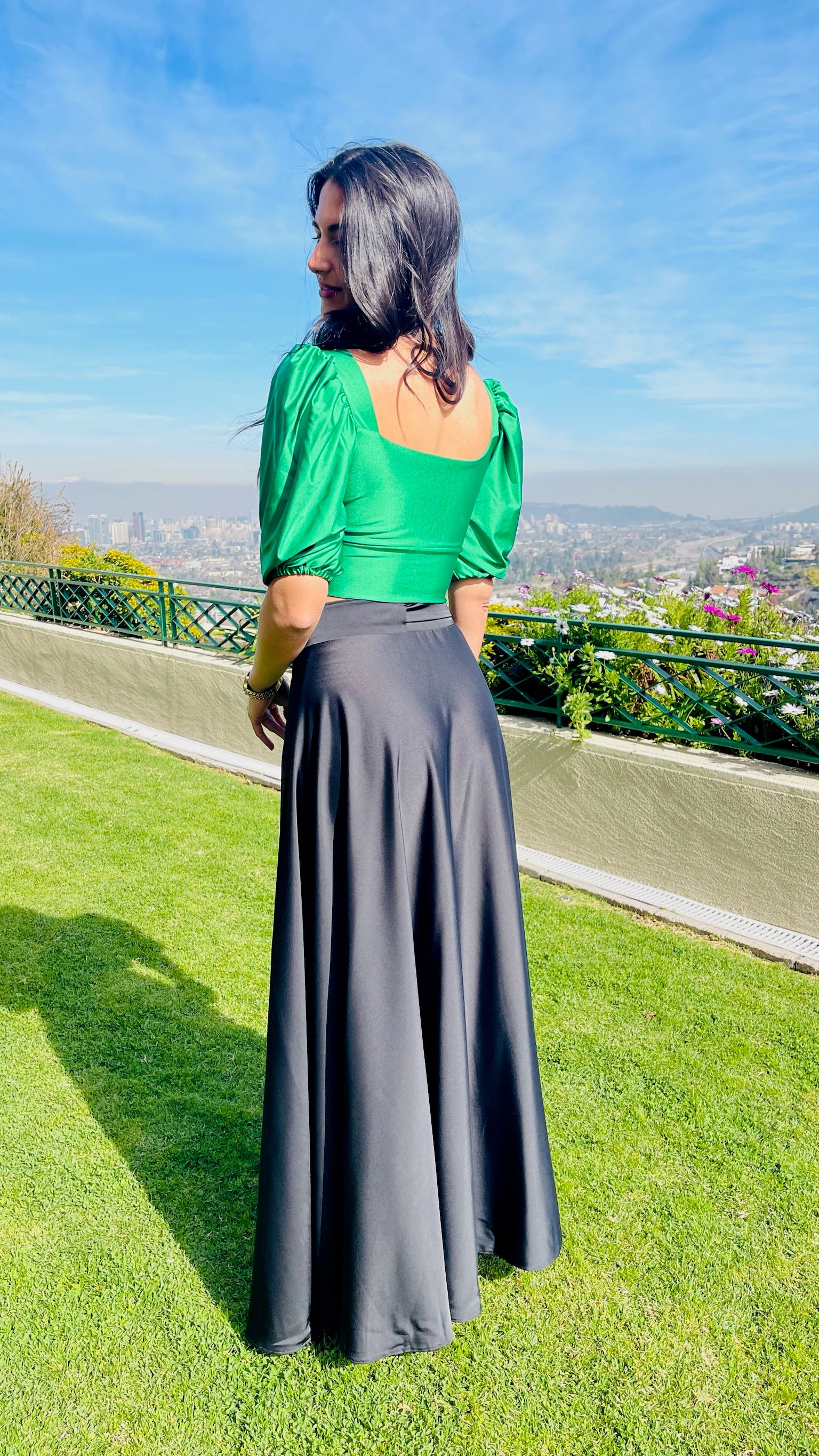 Top Corto doble postura Verde Cata talla única