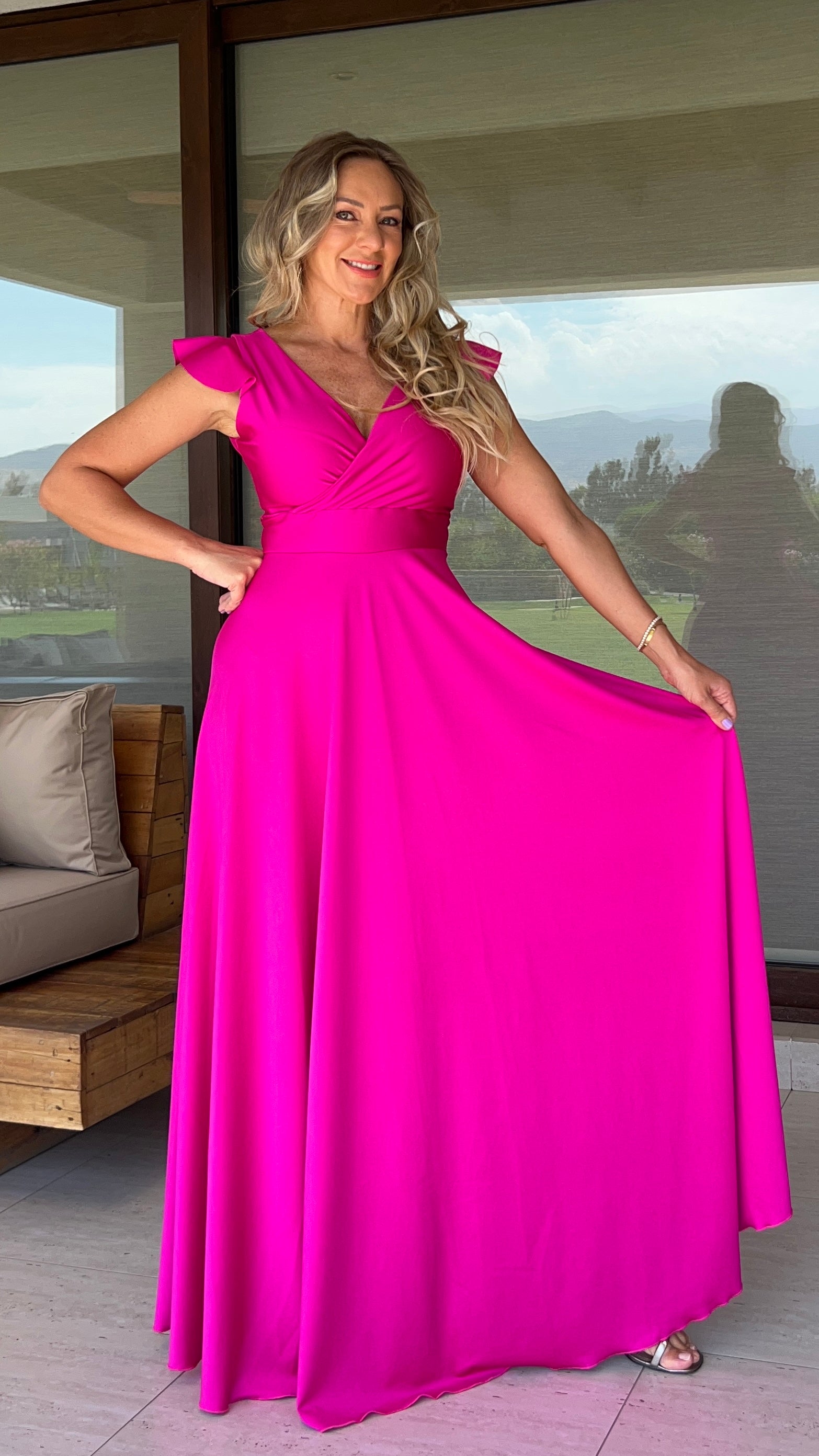 Vestido Isabella Dupont Fucsia| Vestido Largo de Fiesta Fucsia | Amoramar.cl 1