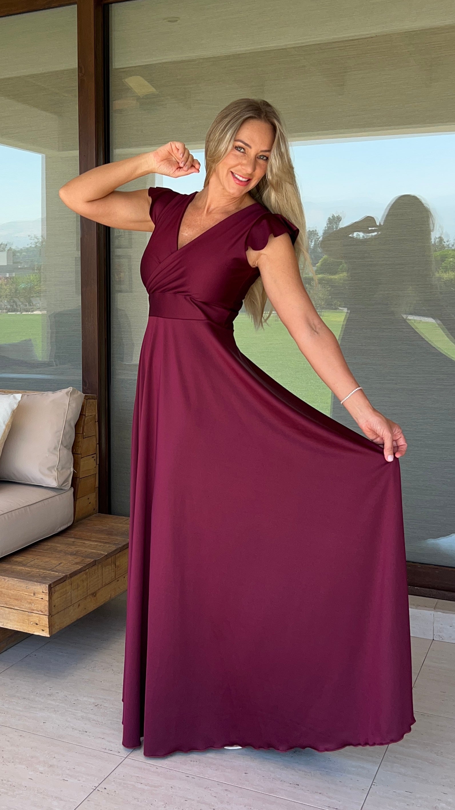 Vestido Isabella Dupont Burdeos| Vestido Fiesta | Vestido Largo Noche Burdeos| Amoramar.cl 4