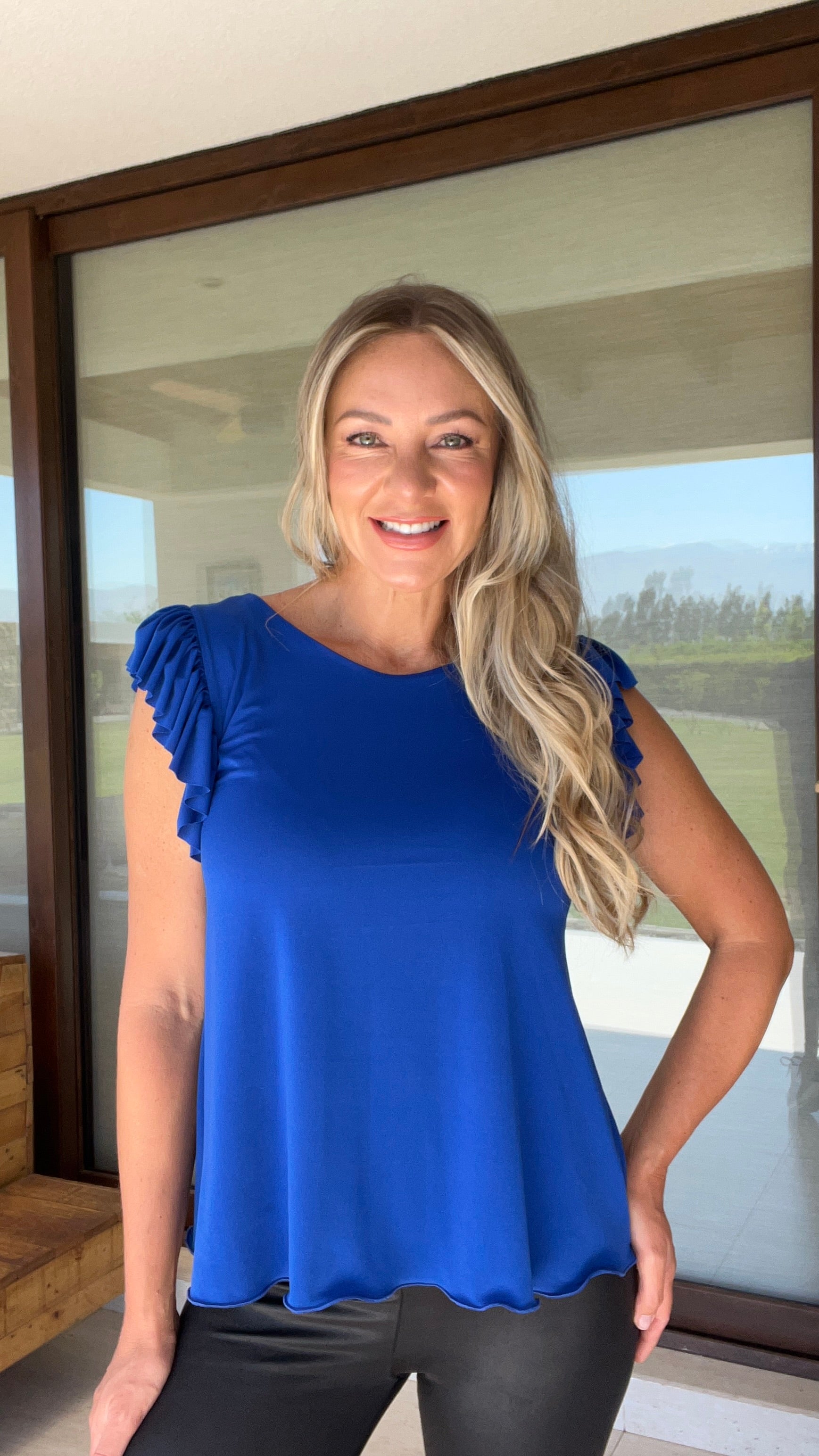 Top Mariana Azul Francia| Polera Larga Azul Rey Mujer | Amoramar.cl