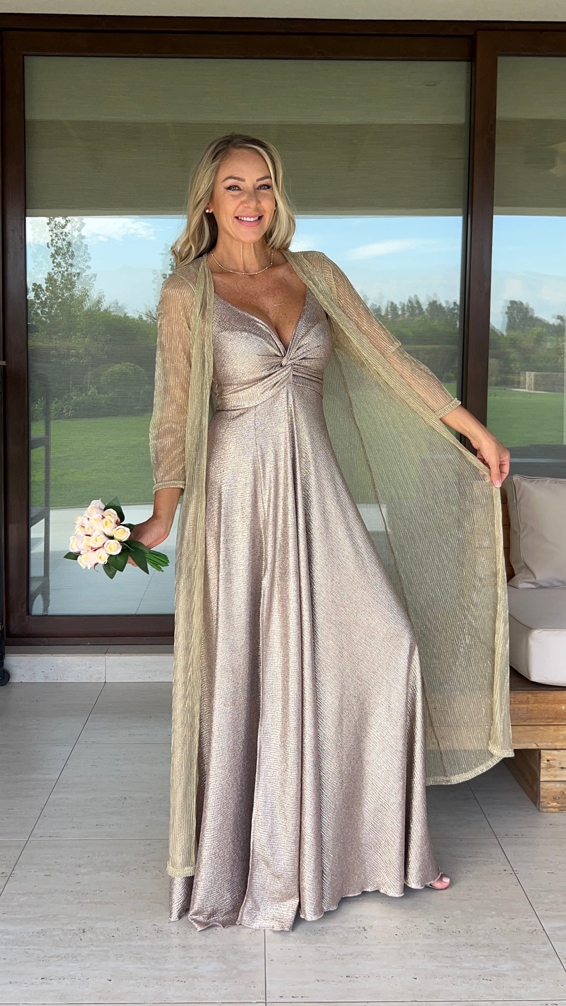 Vestido Mía Metalizado Golden Rose