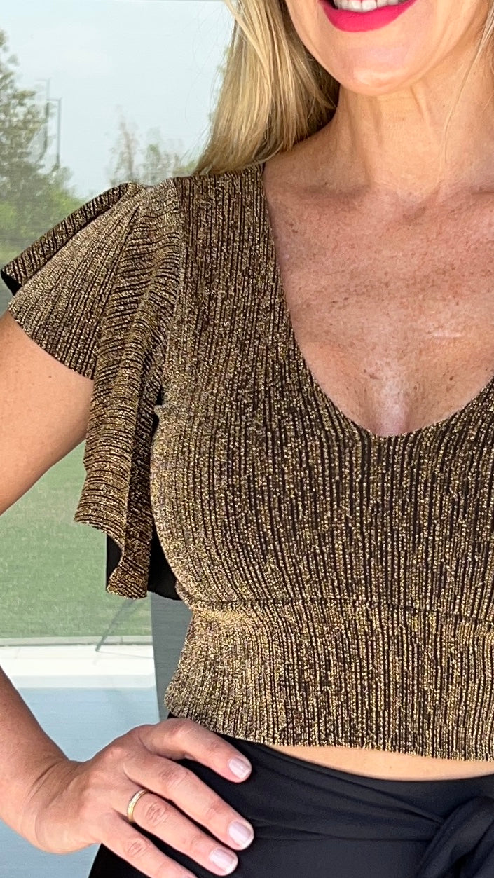 Crop Top Elisa Líneas Doradas