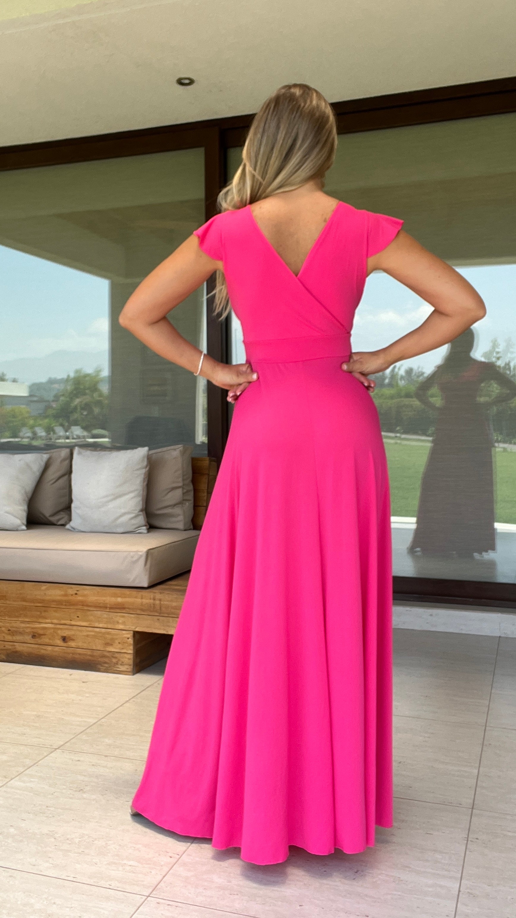 Vestido Isabella Fucsia | Vestido Largo Fuscia | Vestido Lycra Ity Fucsia | Amoramar.cl 1