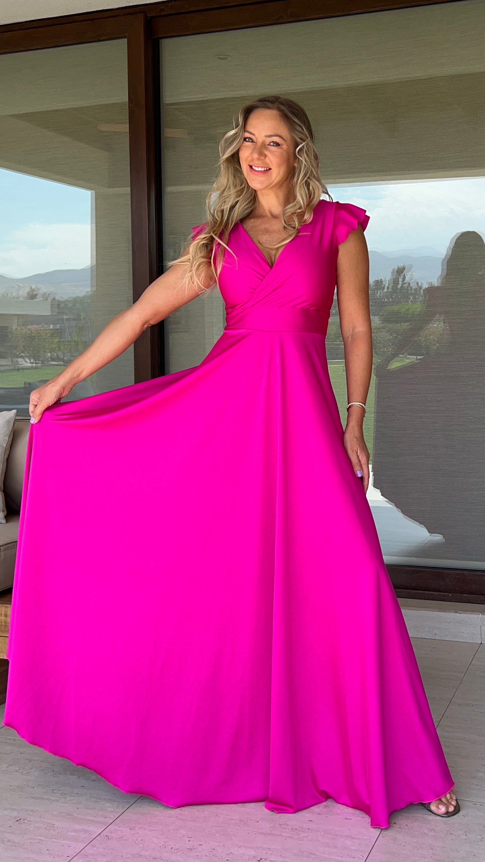 Vestido Isabella Dupont Fucsia| Vestido Largo de Fiesta Fucsia | Amoramar.cl