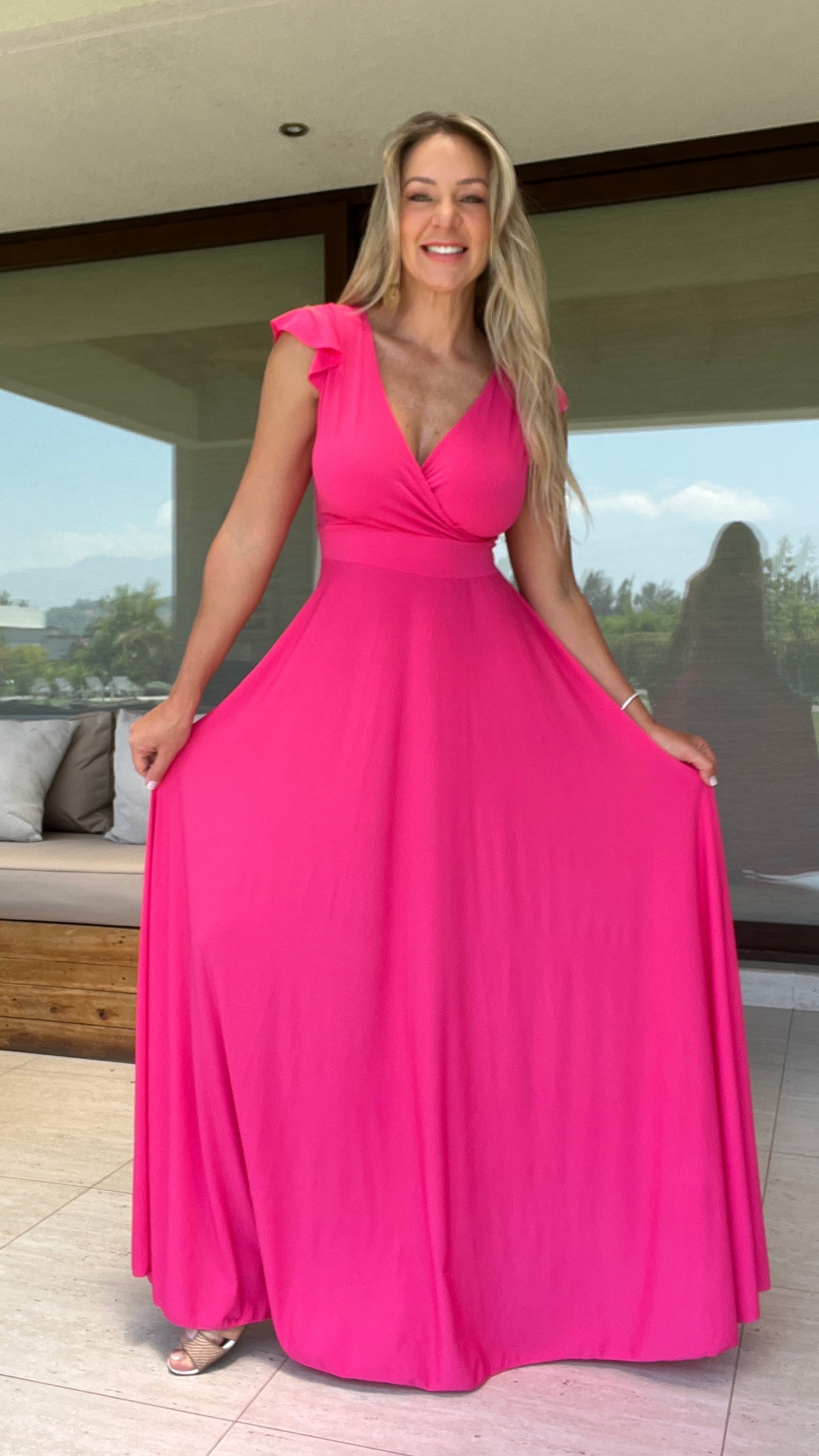 Vestido Isabella Fucsia | Vestido Largo Fuscia | Vestido Lycra Ity Fucsia | Amoramar.cl 2