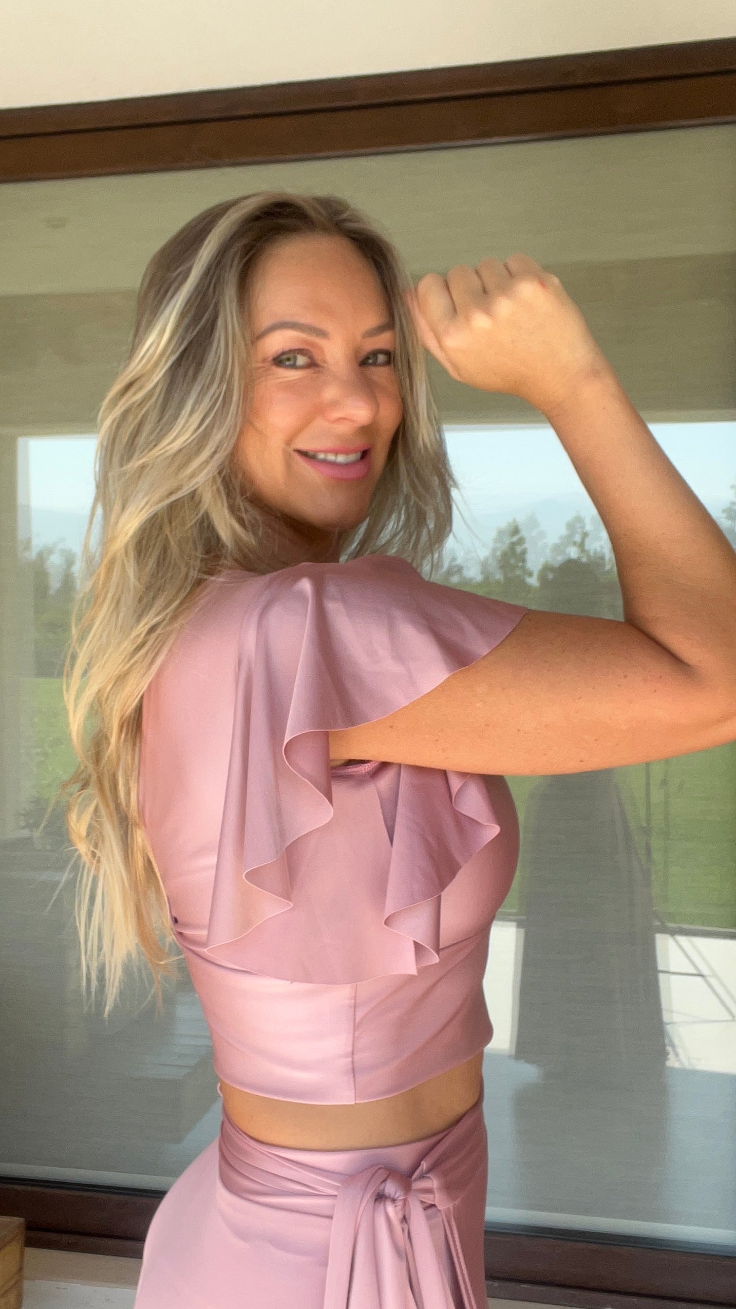 Crop Top Elisa Palo Rosa | Top Corto Rosa de fiesta | Amoramar.cl 1