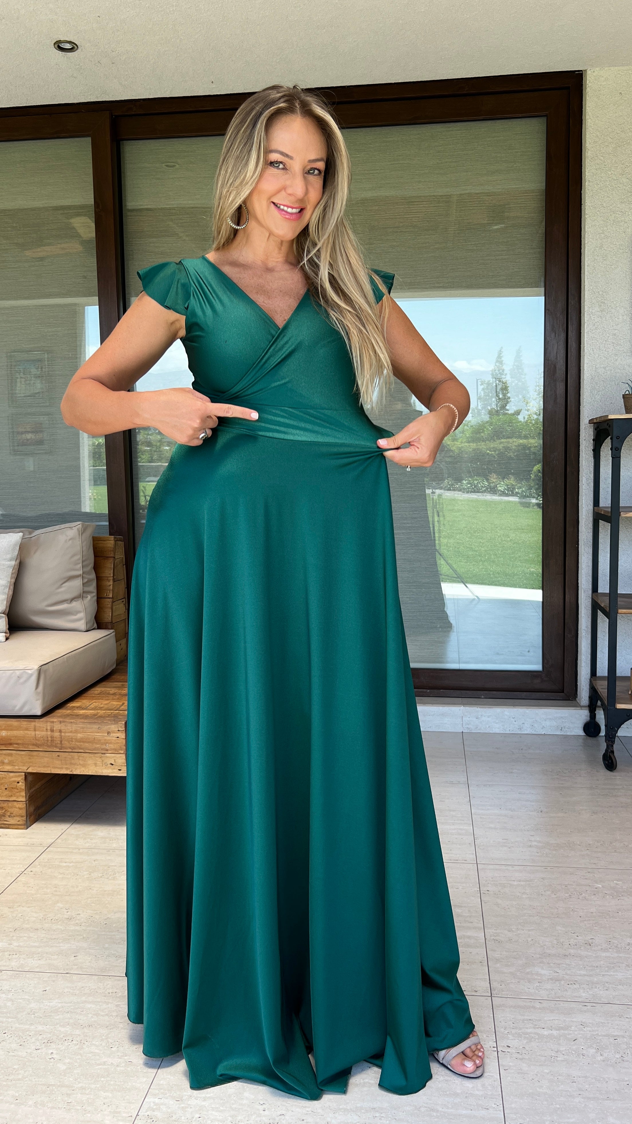 Vestido Isabella Dupont Verde Botella| Vestido Fiesta Verde| Amoramar.cl 2