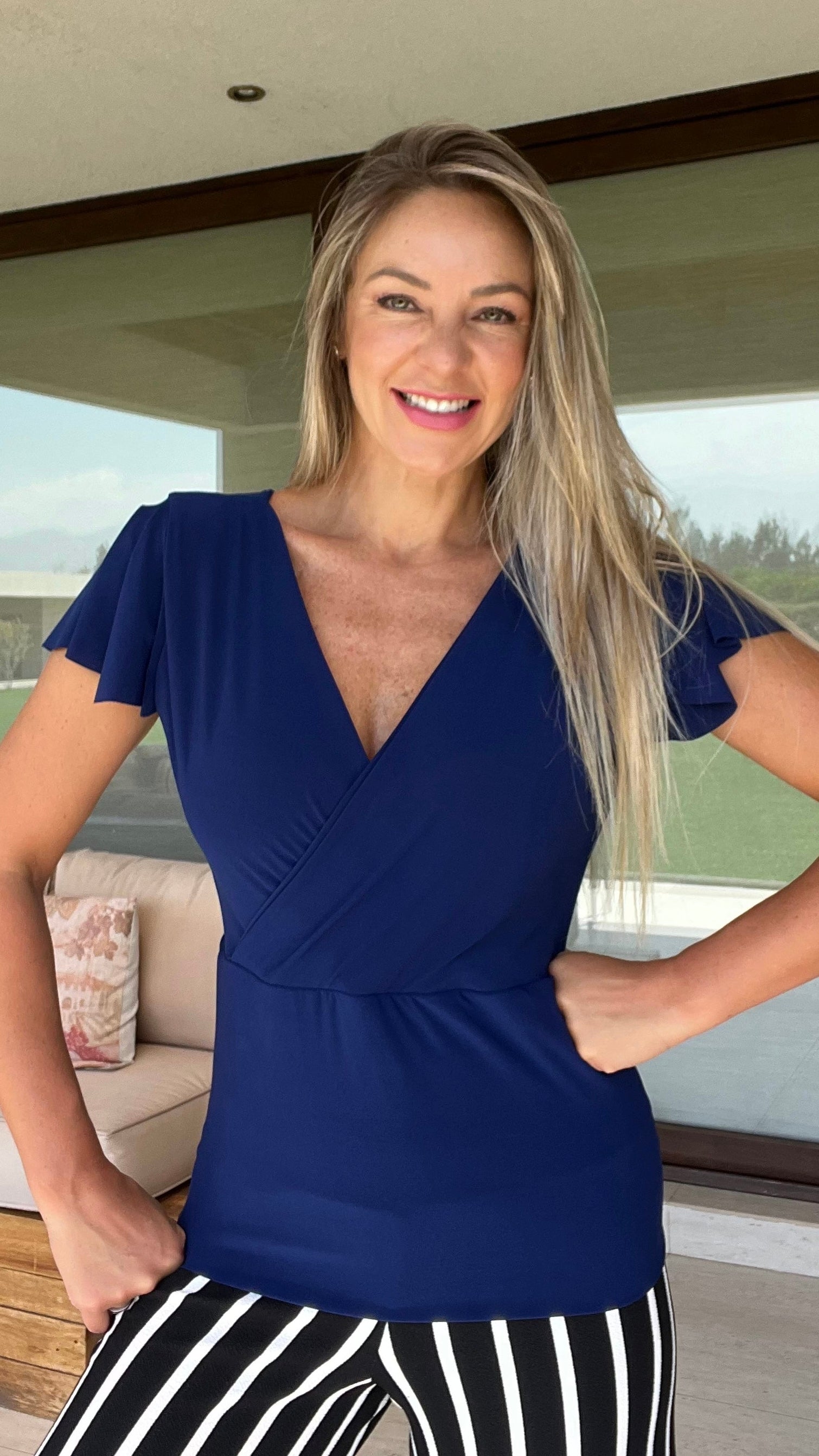 Maxipolera azul francia | Top Mujer | Talla grande | Maxipolera azul | Amoramar.cl