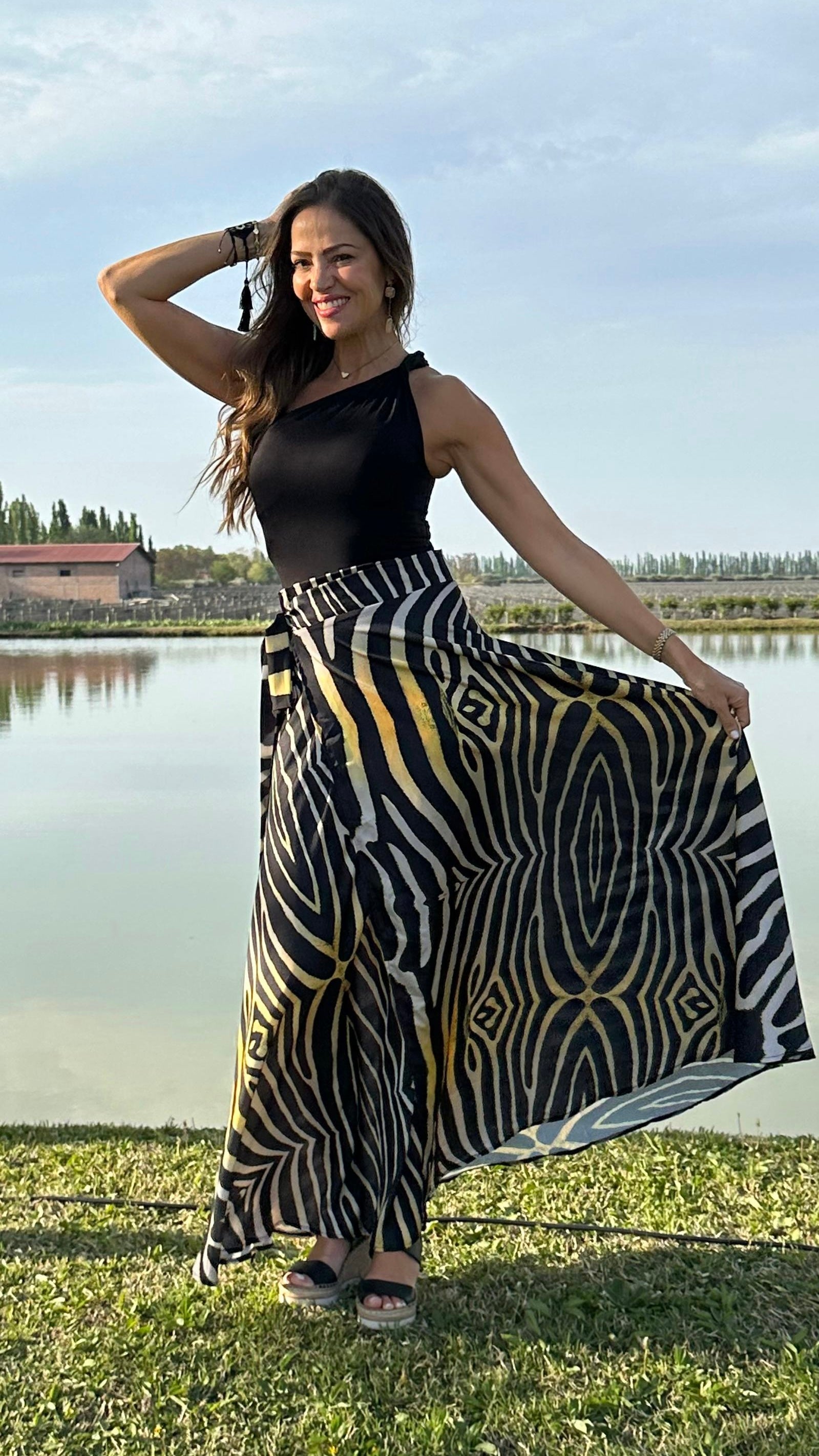 Falda Envolvente Seda África Amarilla