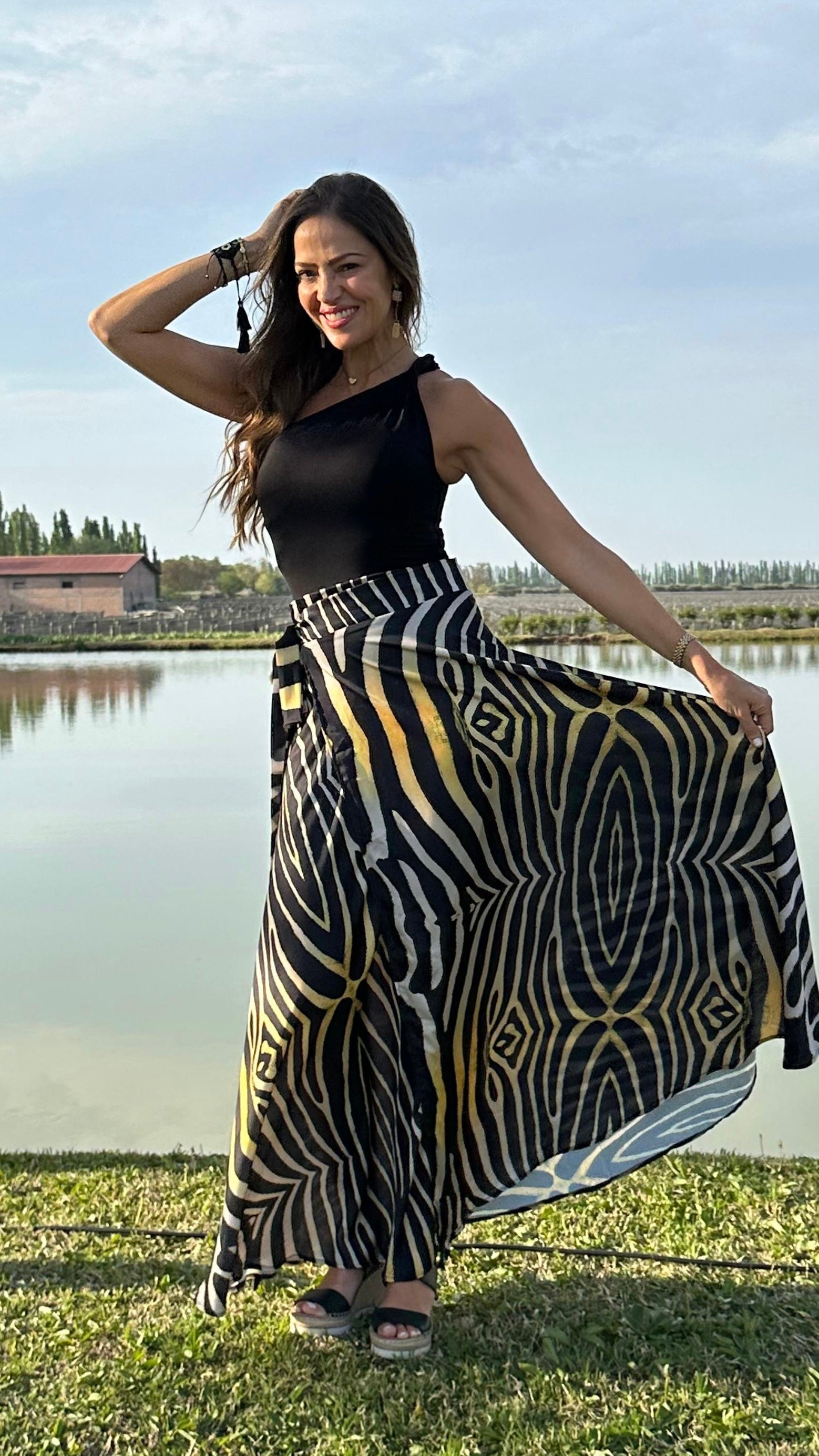 Falda Envolvente Seda África Amarilla