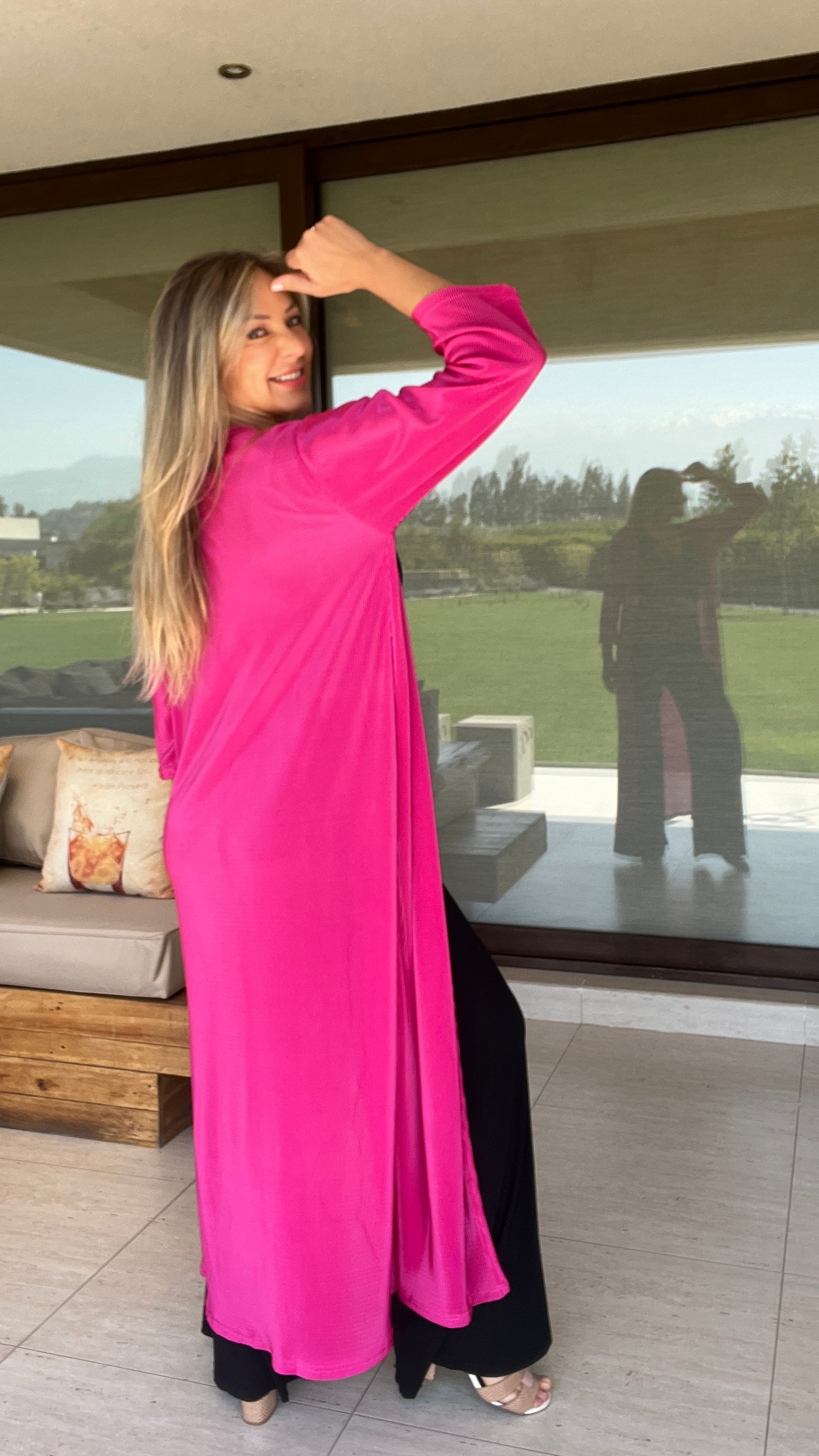 Tapado fucsia | Tapadito de fiesta | Tapado de noche| Tapado Mujer | Tapado Plisado | Amoramar.cl