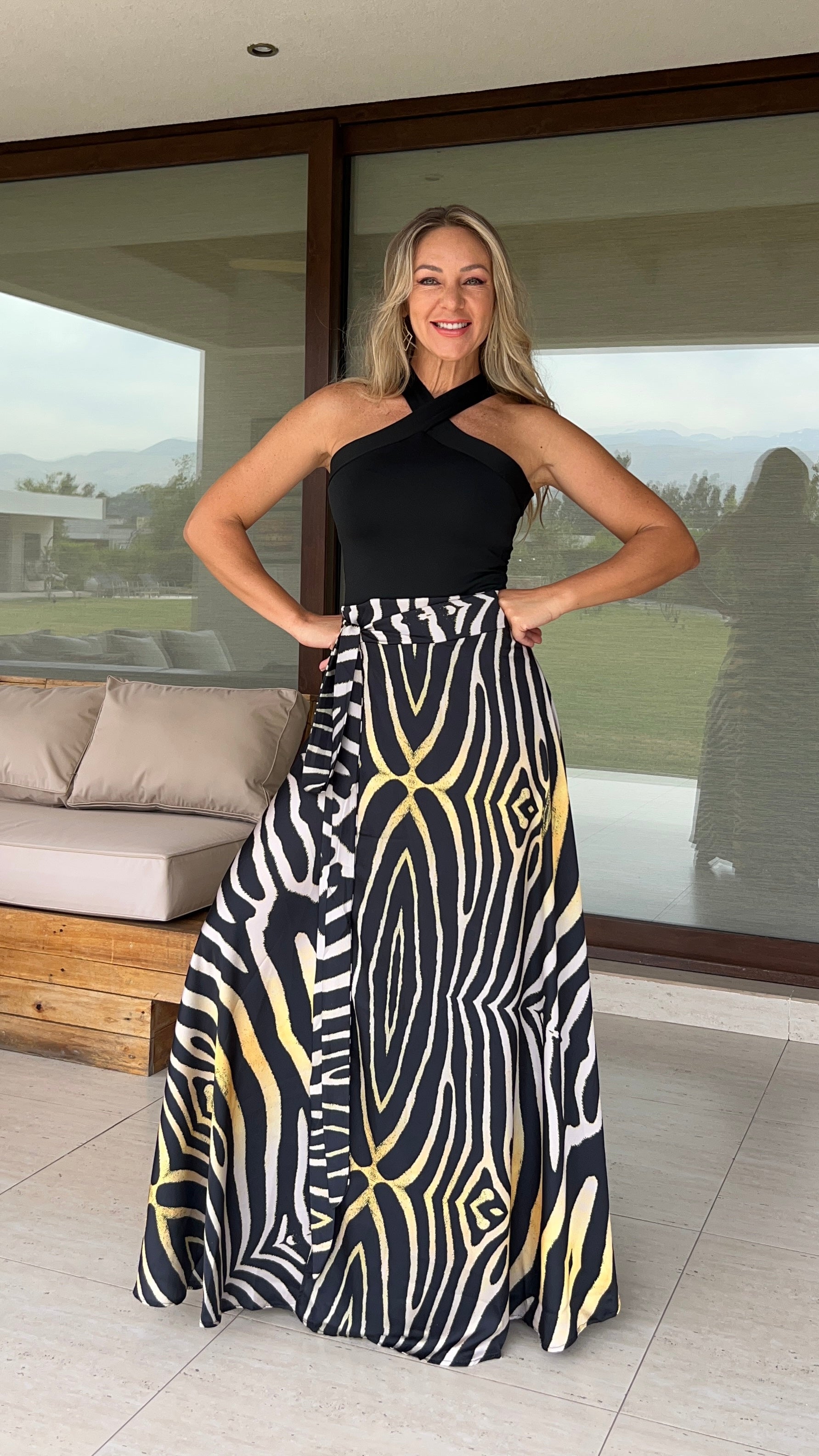 Falda Envolvente Seda África Amarilla