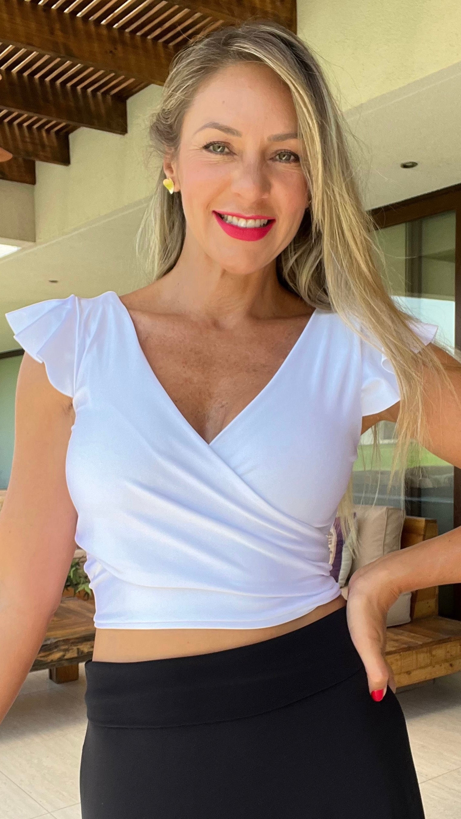 Crop top Blanco| Top Corto Fiesta | Crop top Fernanda blanco| Amoramar.cl