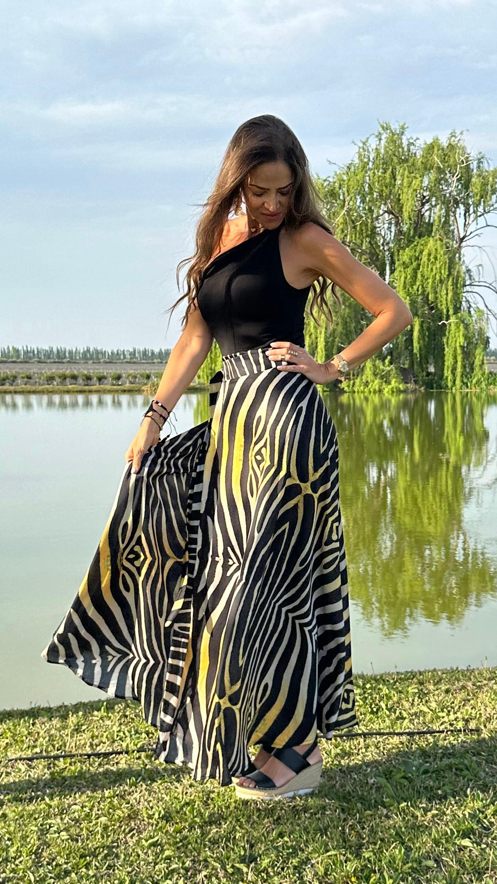 Falda Envolvente Seda África Amarilla